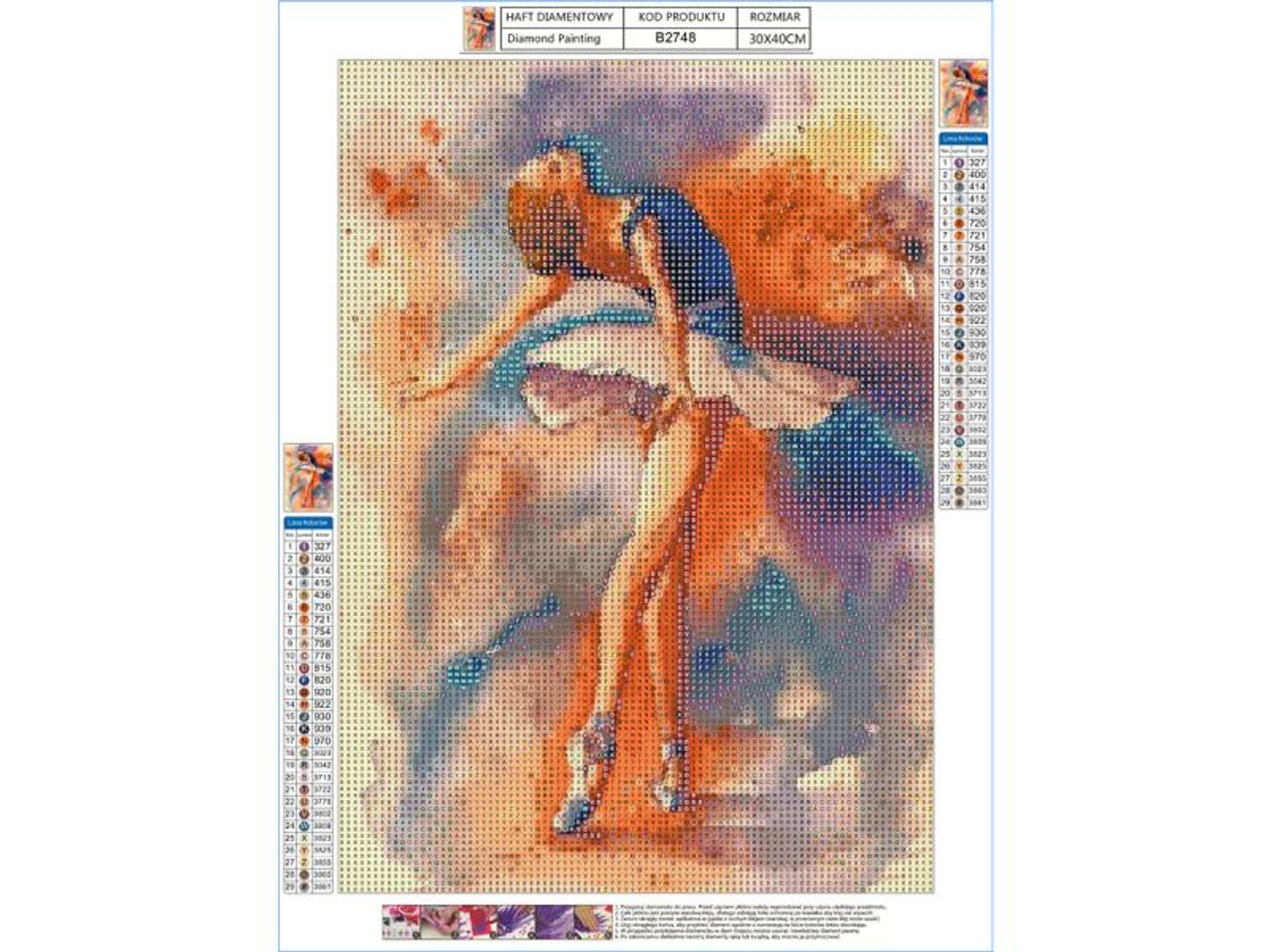 

Haft Diamentowy, Obraz, Mozaika Diamentowa Diamond Painting, BALETNICA W TAŃCU 30x40cm