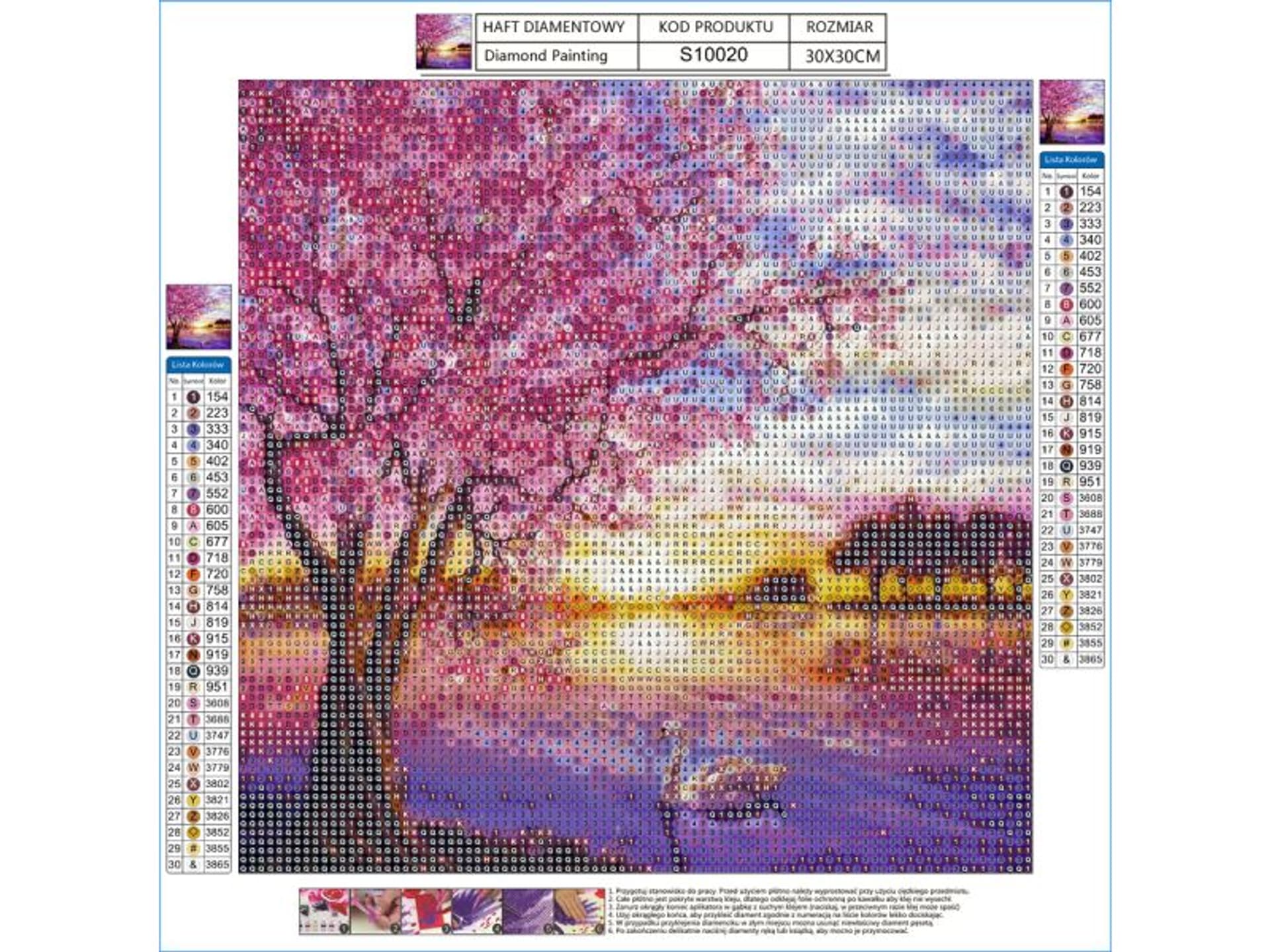 

Haft Diamentowy, Obraz, Mozaika Diamentowa Diamond Painting, ZACHÓD SŁOŃCA NAD JEZIOREM 30x30cm