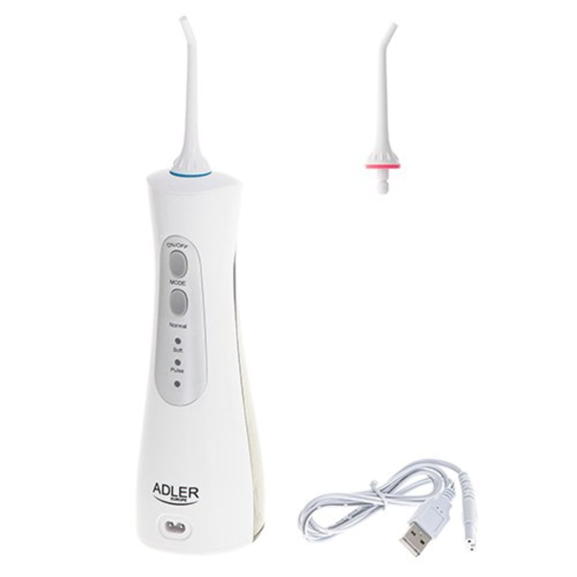 

Adler Travel Oral Irrigator AD 2176 Oral irrigator, 150 ml, Number of heads 2, White, Number of teeth brushing modes 3