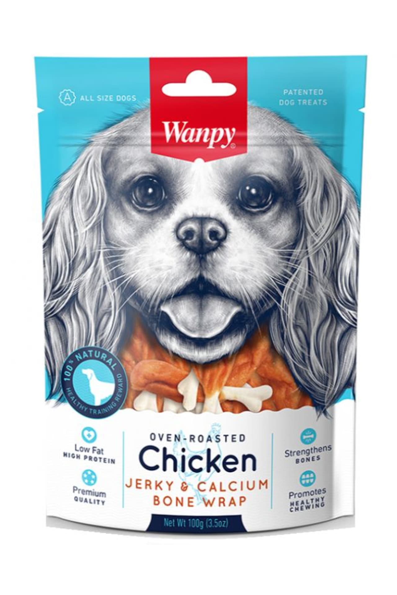 

WANPY CHICKEN JERKY & CALCIUM BONE WRAP 100g