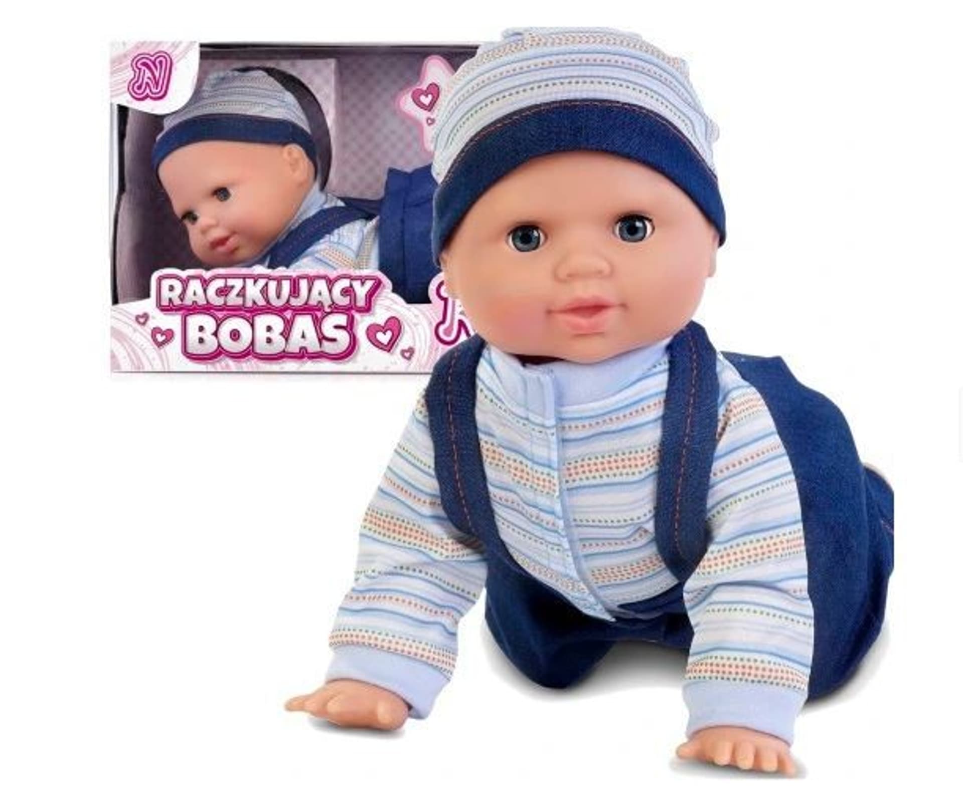 

Lalka Natalia bobas raczkujący niebieski