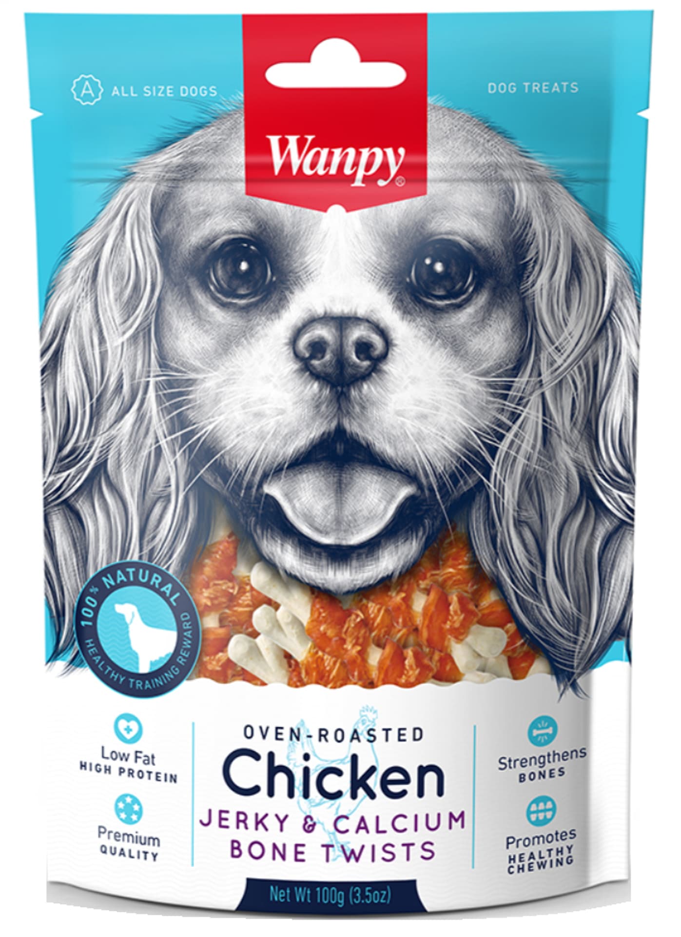 

WANPY CHICKEN JERKY & CALCIUM BONE TWISTS 100g