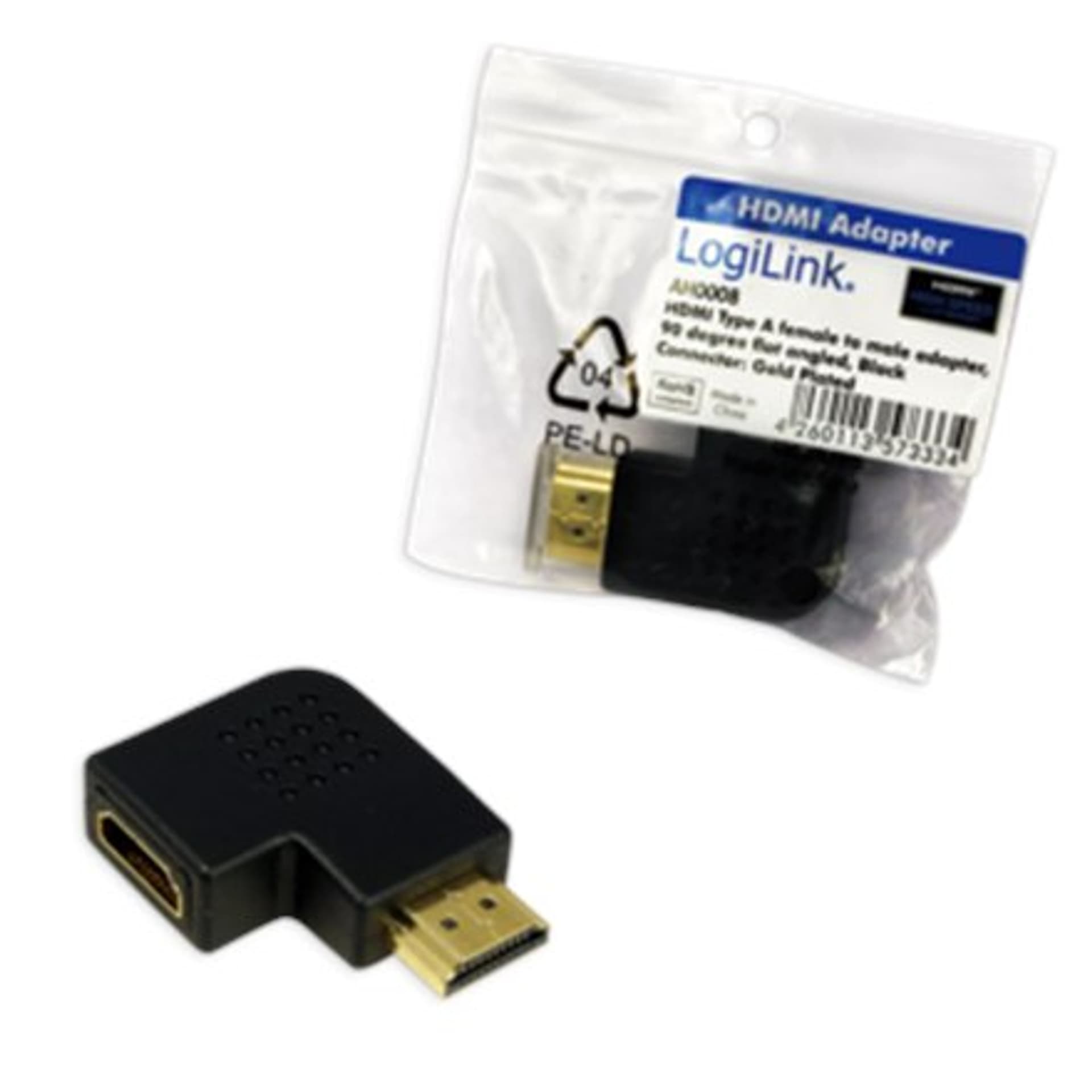 

Adapter HDMI, AM do AF w 90-stopniowym płaskim kącie Logilink