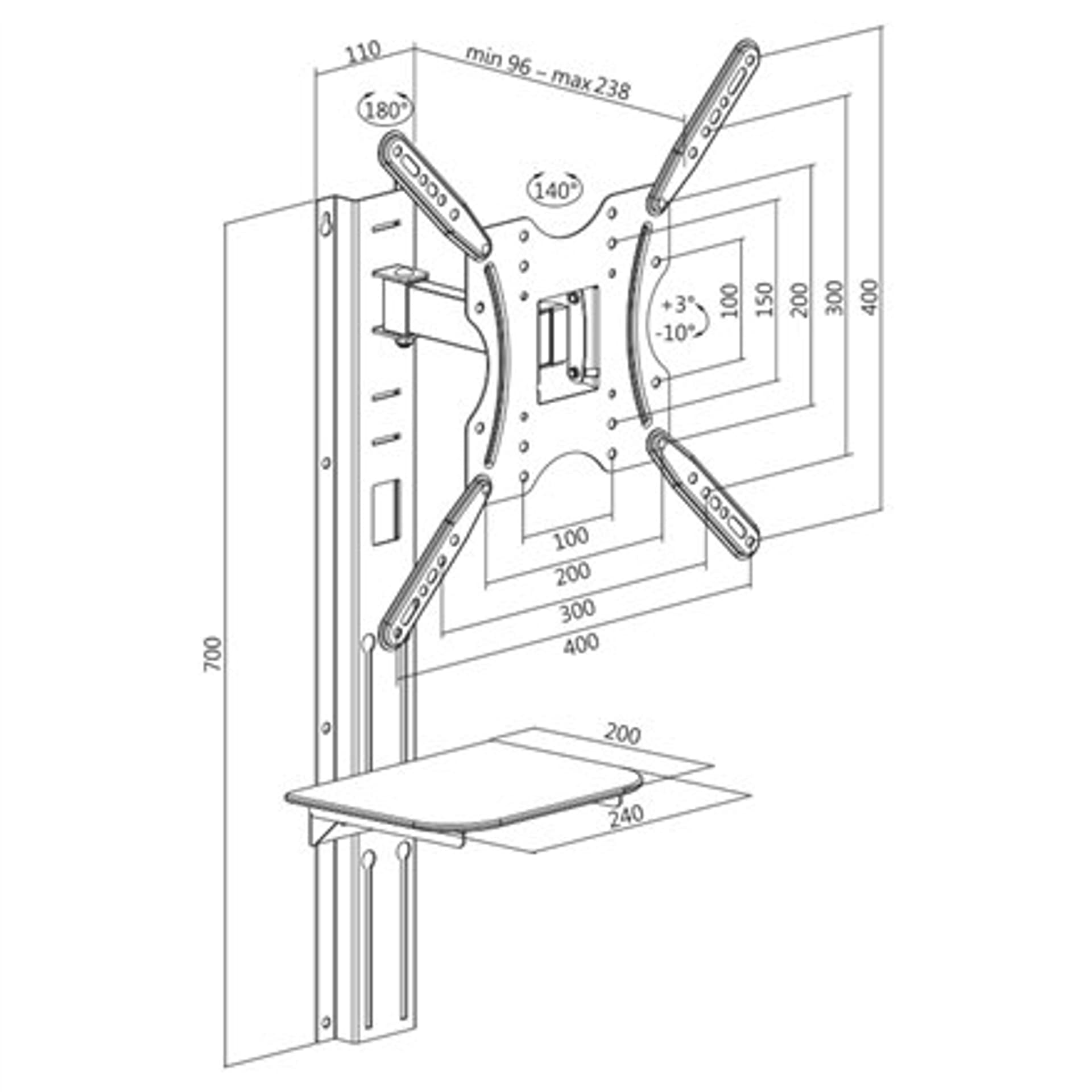 

Logilink BP0048 TV wall mount, 32"-55", w/ support shelf