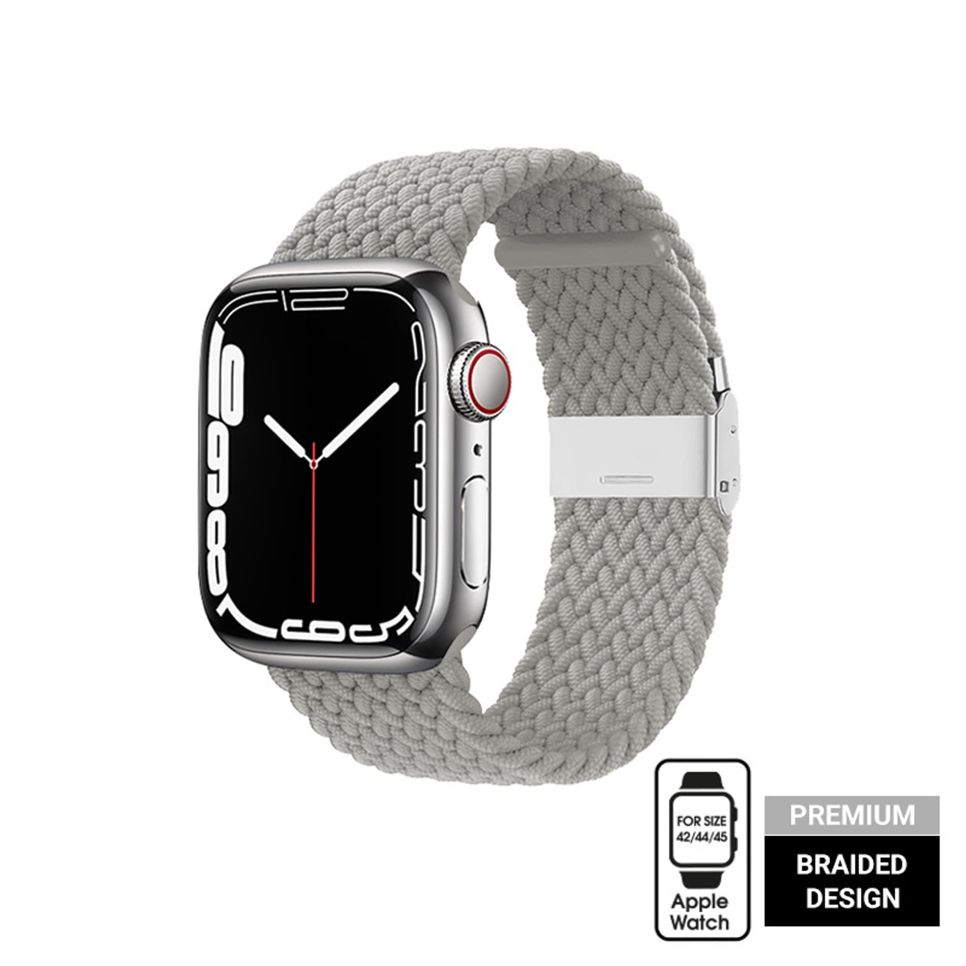

Crong Wave Band – Pleciony pasek do Apple Watch 42/44/45/49 mm (jasny szary)