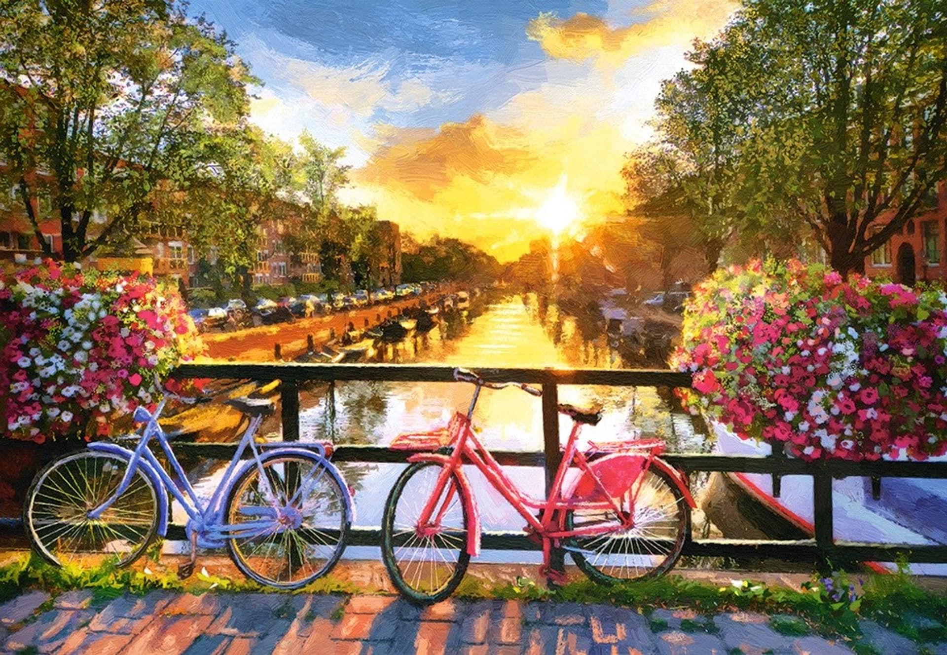 

Puzzle 1000 elementów Malowniczy Amsterdam z rowerami