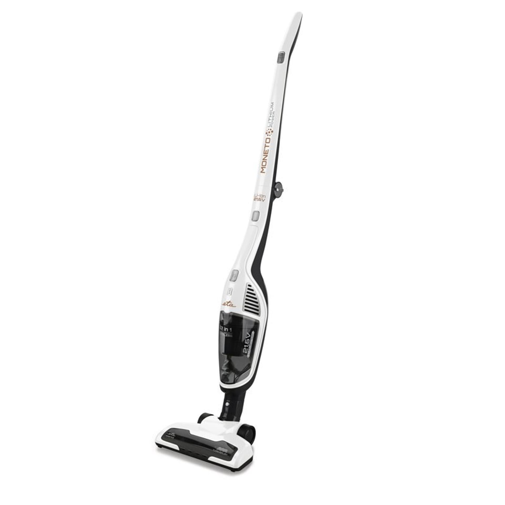 

ETA Vacuum Cleaner Moneto ETA644990000 Cordless operating, Handstick and Handheld, 21.6 V, Operating time (max) 55 min, Black/Wh, Max) 55 min/black/w
