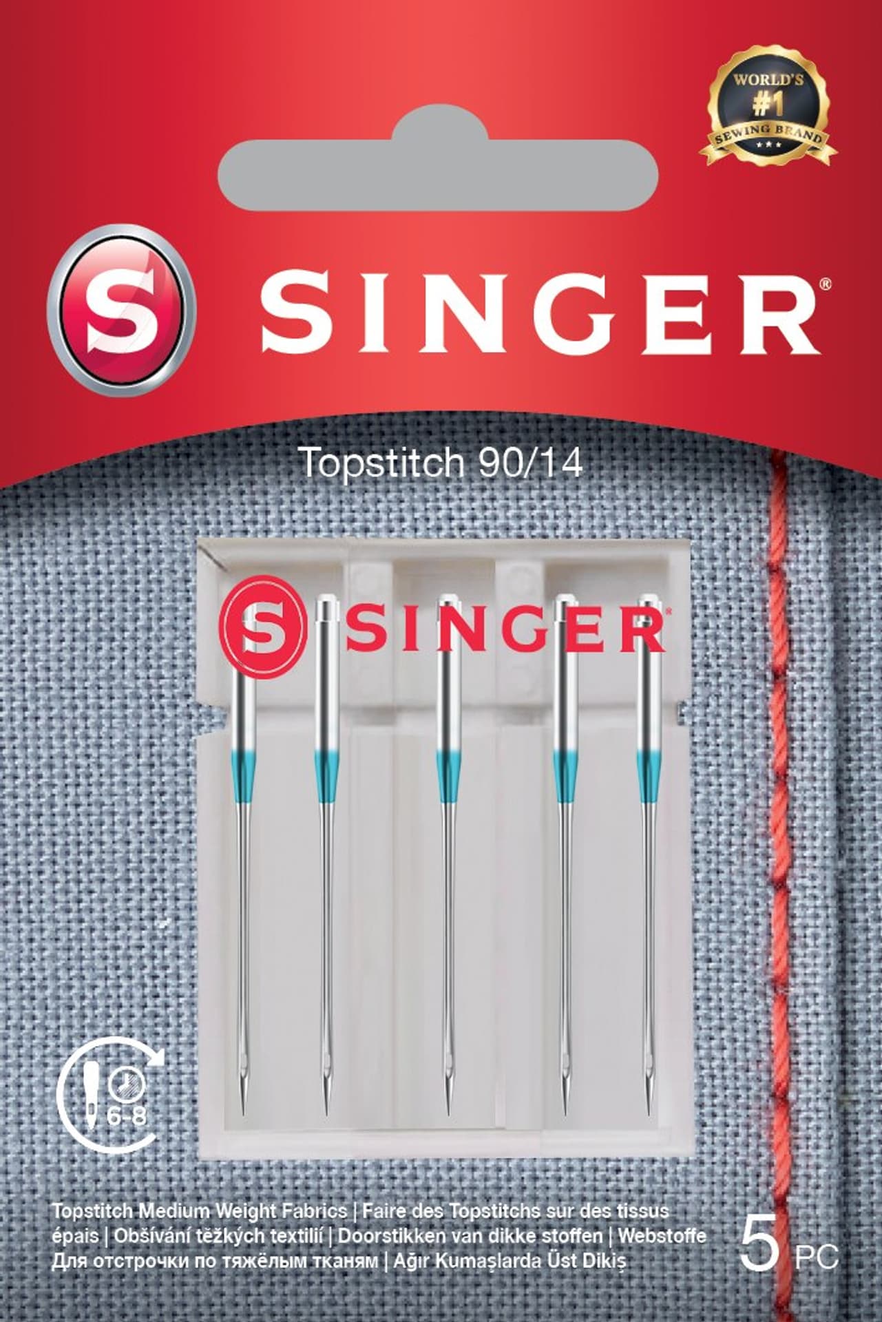 

Singer Topstitch Needle 90/14 5PK Metalic Thread