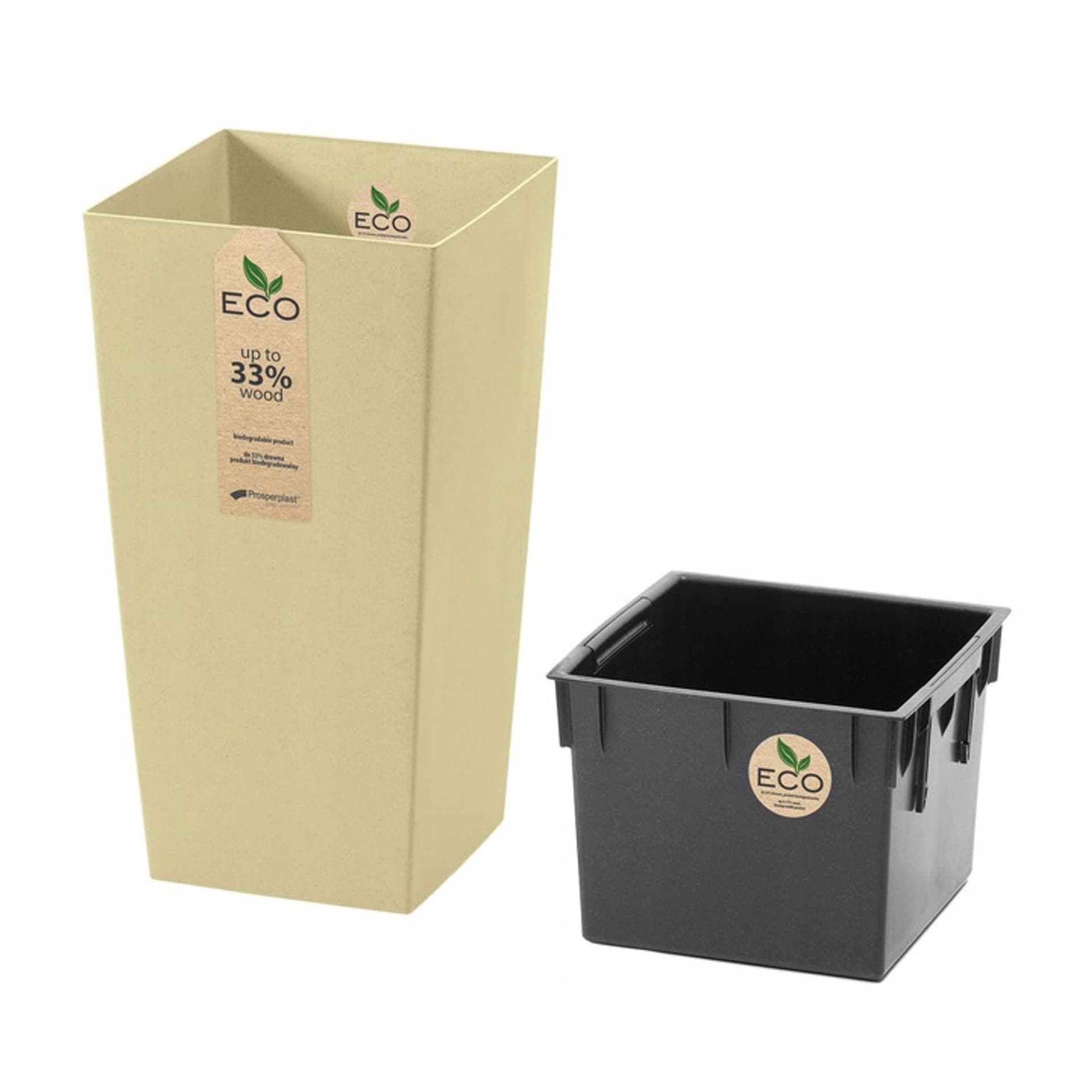 

Doniczka z wkładem Urbi Square Eco DURS265W kremowa