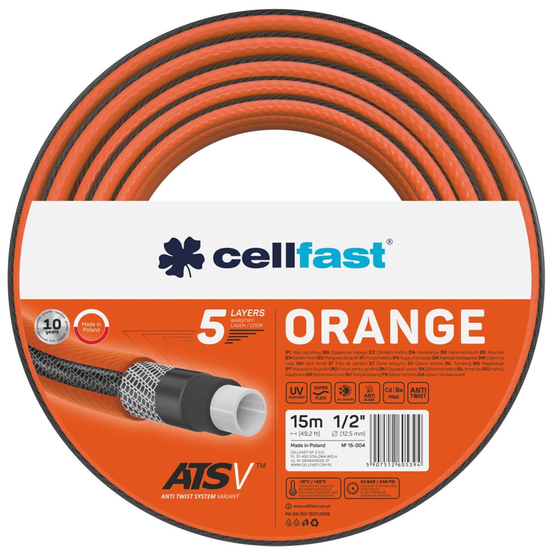 

Wąż ogrodowy Cellfast Orange ATSV 1/2" 15m