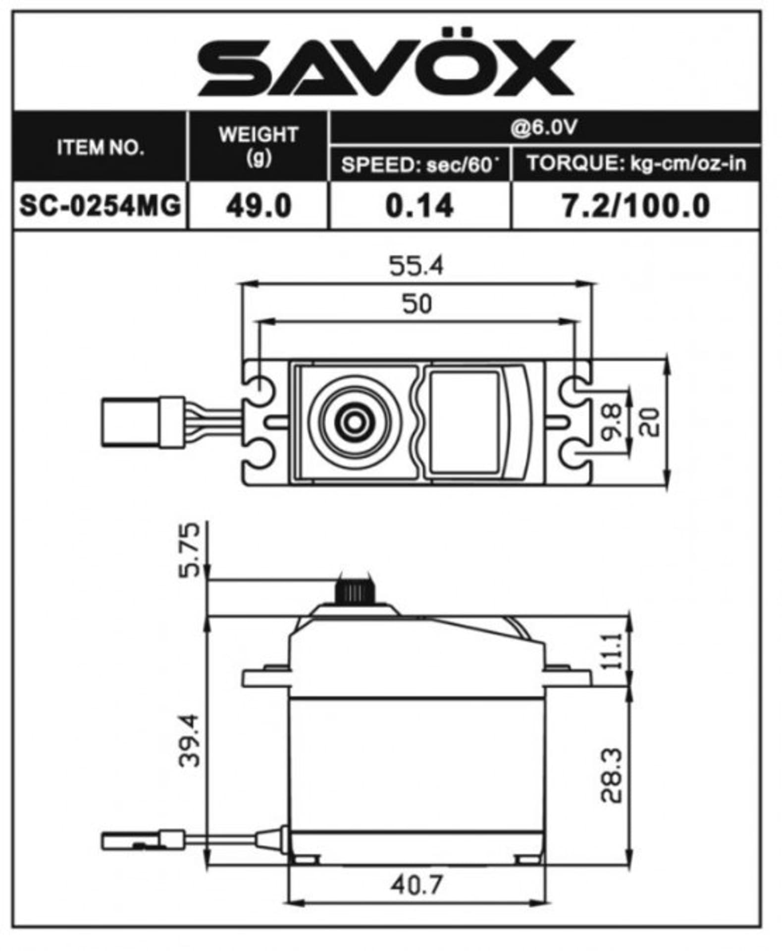

Serwo Savox SC-0254MG 61g (7.2kg/.0,19sec)