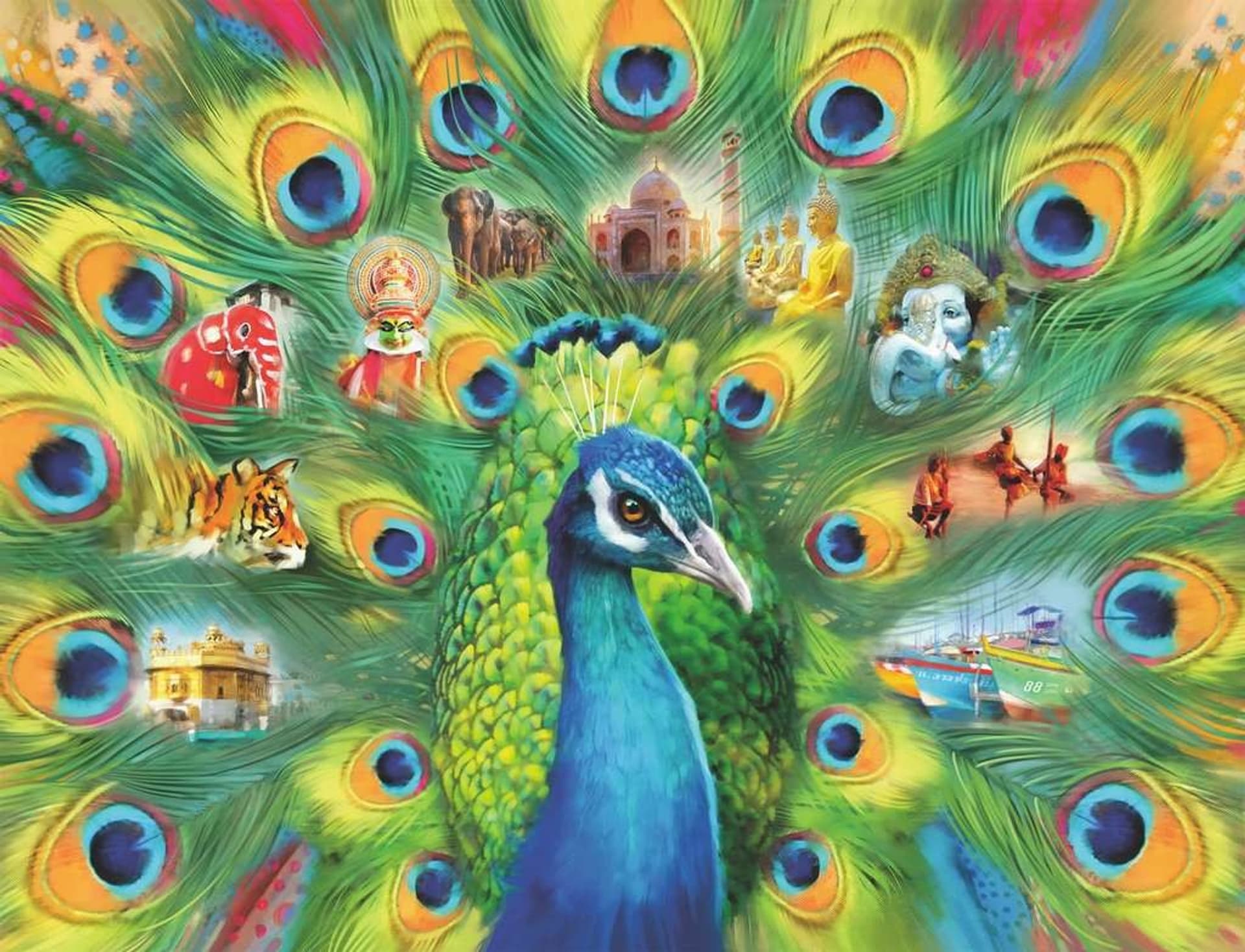 

Puzzle 2000 elementów Pawia kraina
