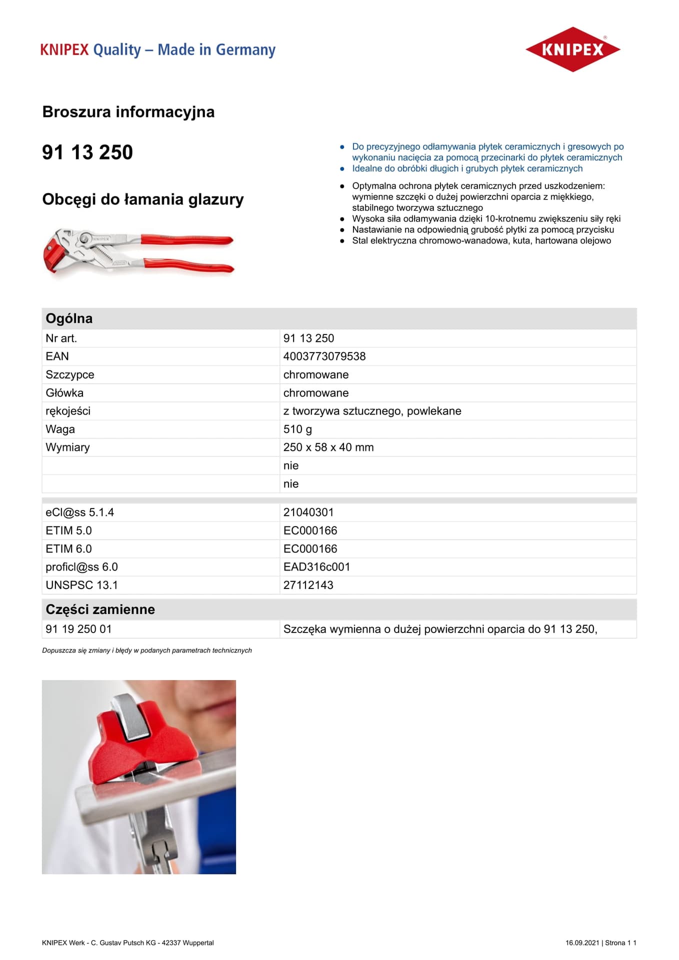 

SZCZYPCE DO GLAZURY 250MM