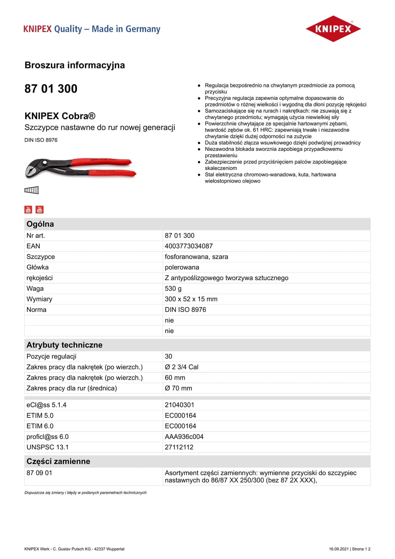 

SZCZYPCE DO RUR COBRA 300MM