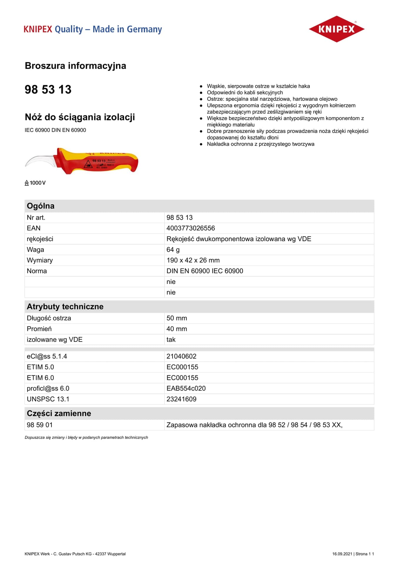 

NÓŻ DO ŚCIĄGANIA IZOLACJI 190MM
