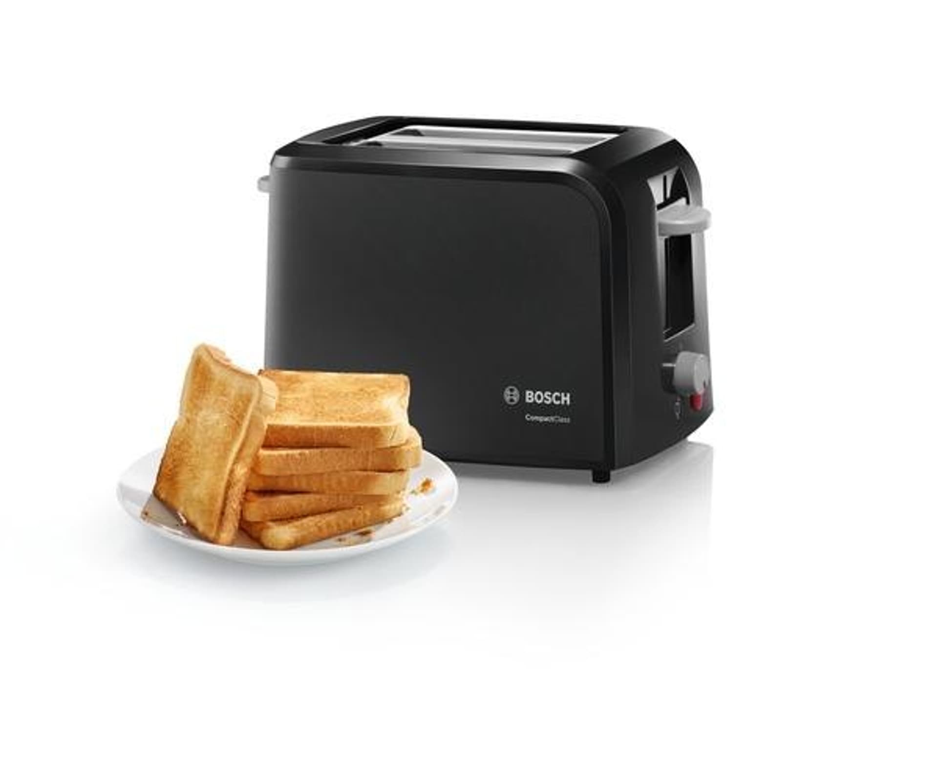 

Bosch CompactClass Toster TAT3A013 Moc 980 W, Ilość gniazd 2, Materiał obudowy Tworzywo sztuczne, Czarny/Jasnoszary