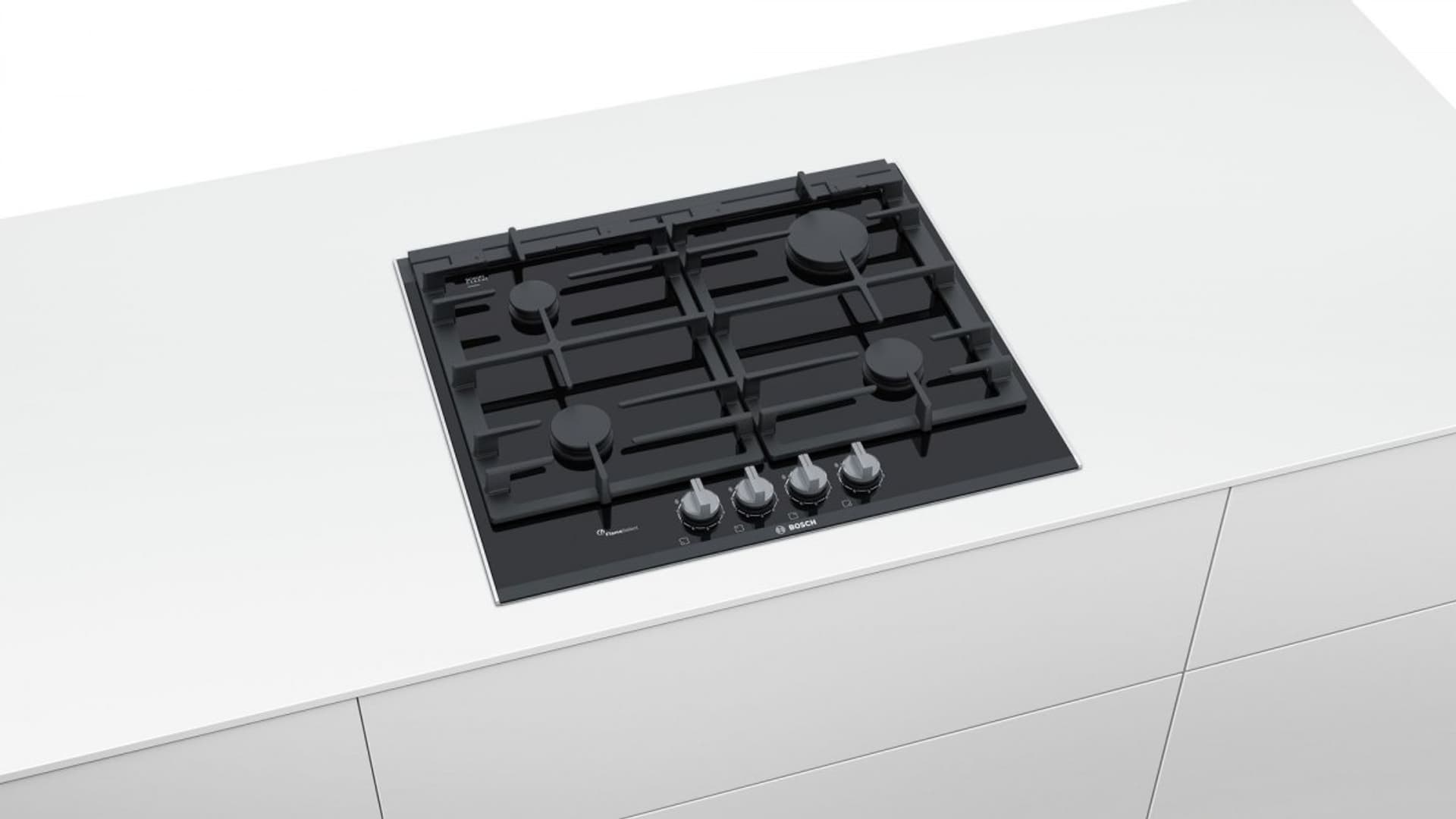 

Bosch Hob PRP6A6D70 Gas on glass, Number of burners/cooking zones 4, Black,
