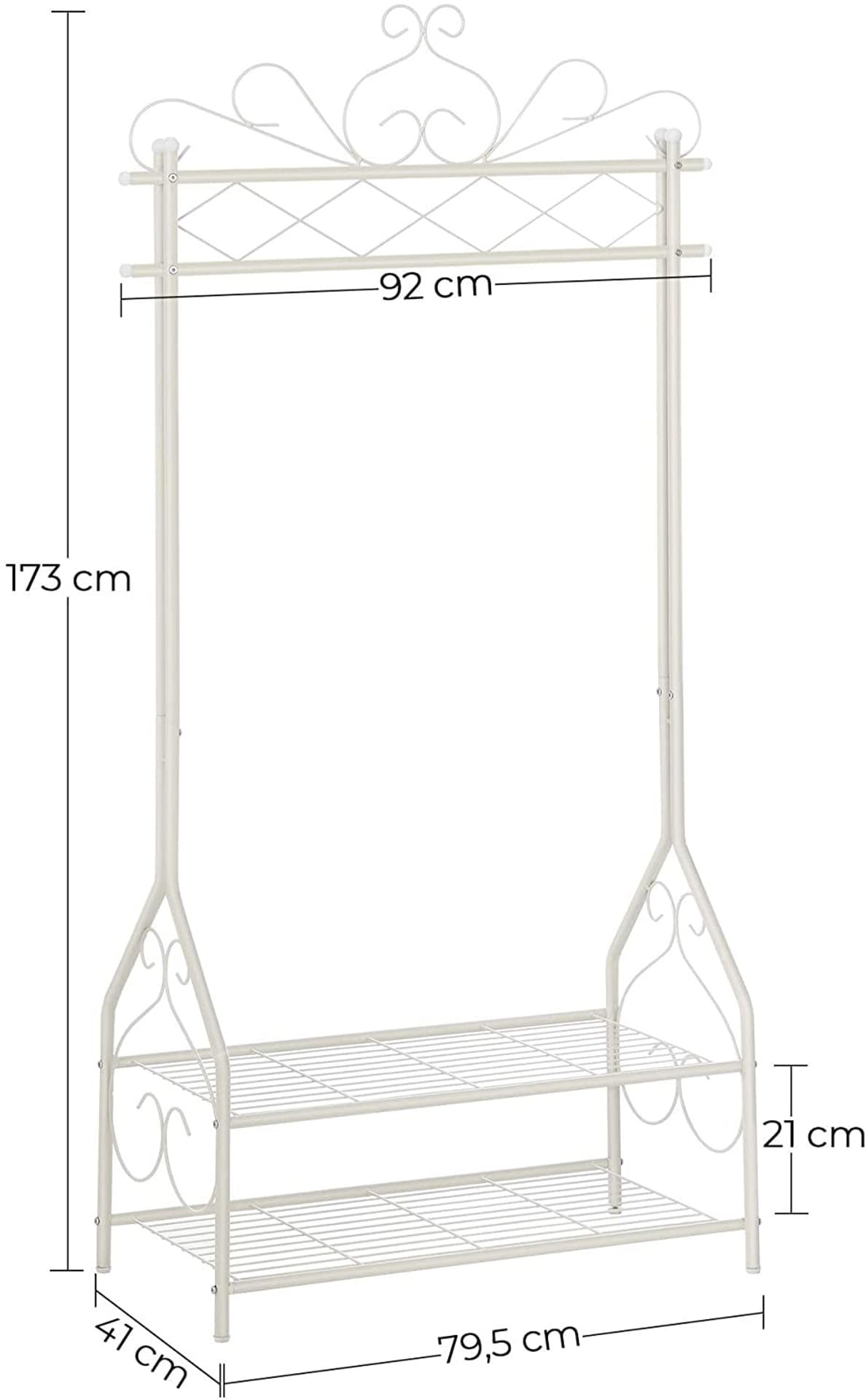 

Wieszak stojący na ubrania półki kremowy 173 cm