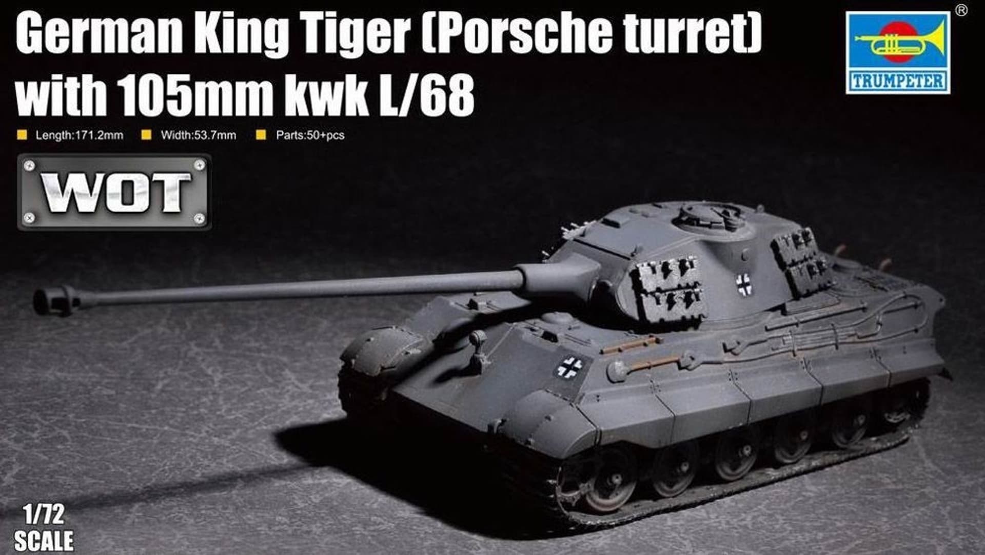 

Plastikowy model do sklejania King Tiger w/ 105mm kWh L/68 Porsche Turret