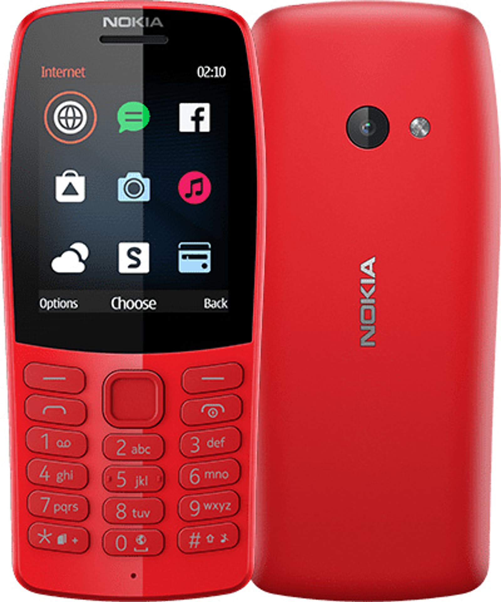 

Nokia 210 Red, 2.4 ", TFT, 240 x 320 pixels, 16 MB, Dual SIM, Bluetooth, 3.0, USB version microUSB, Main camera 0.3 MP, 1020 mAh