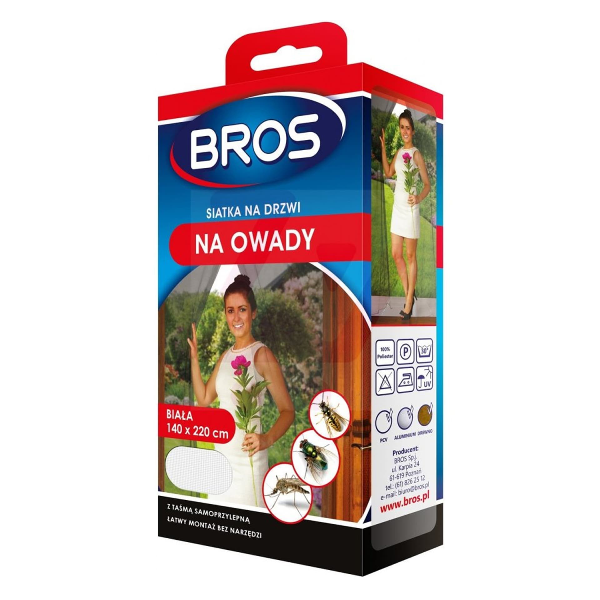 

Siatka na drzwi przeciw owadom Bros 140x220 biała