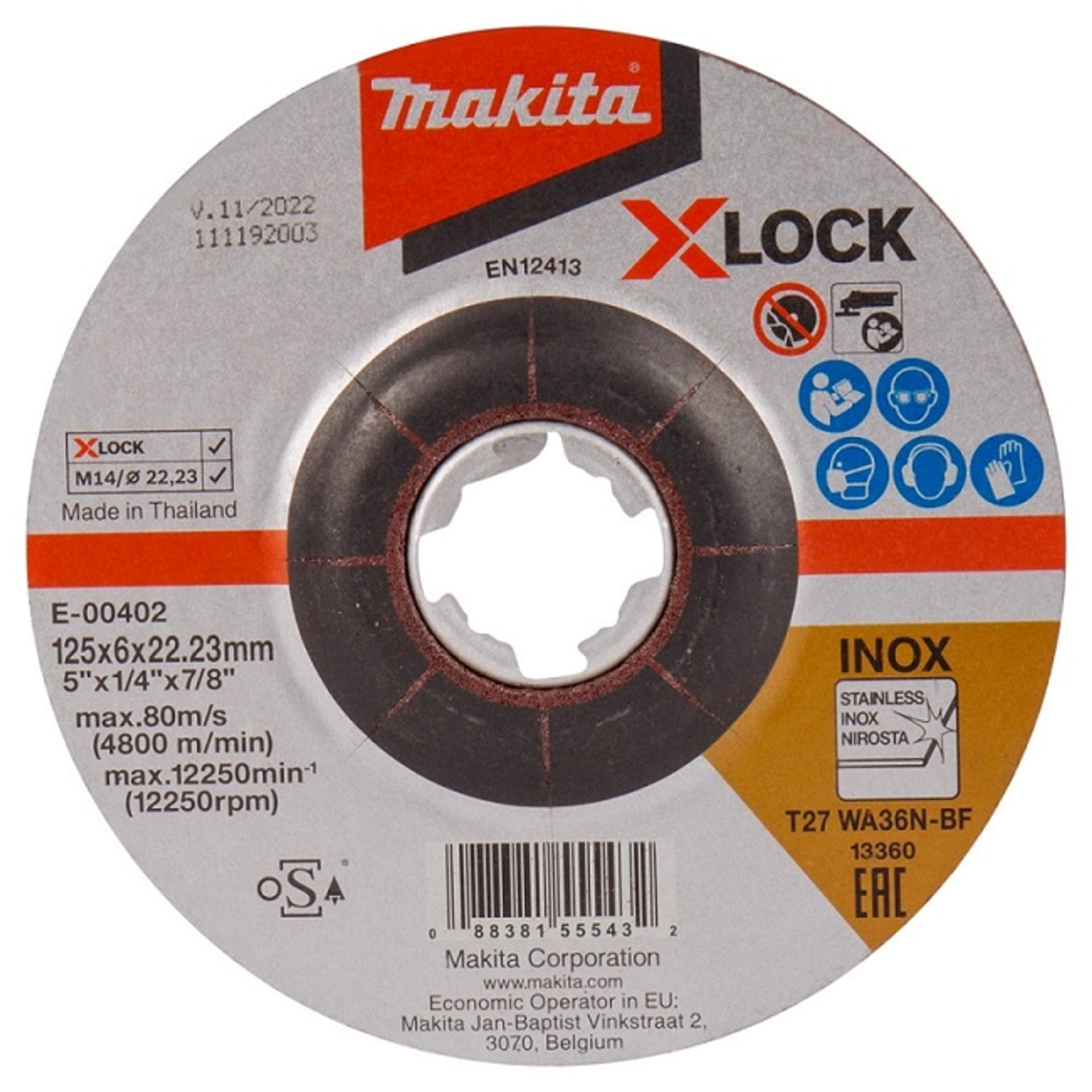 

TARCZA SZLIFIERSKA DO METALU 125*6*22MM X-LOCK WA36N
