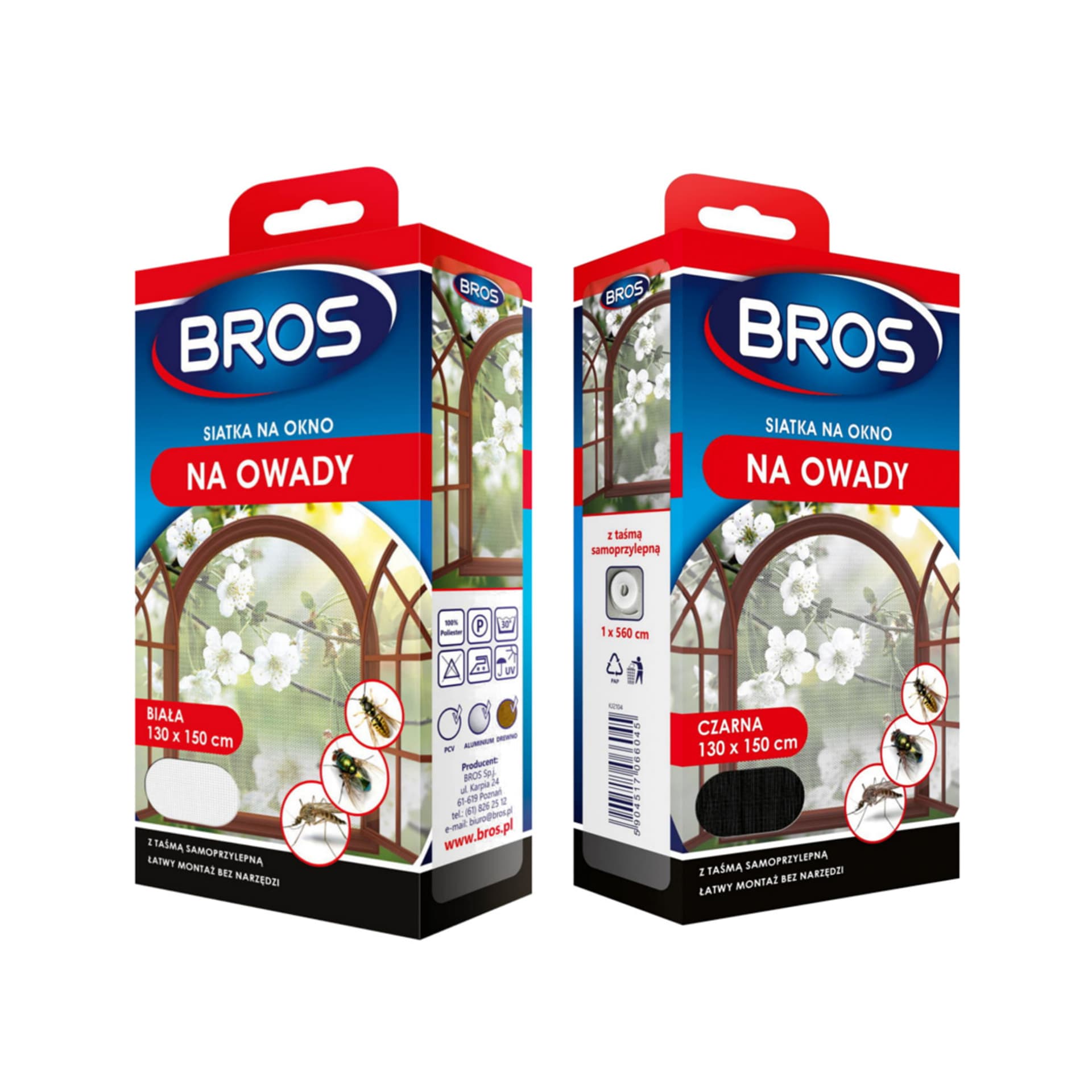 

Siatka na okno przeciw owadom Bros 130x150 czarna