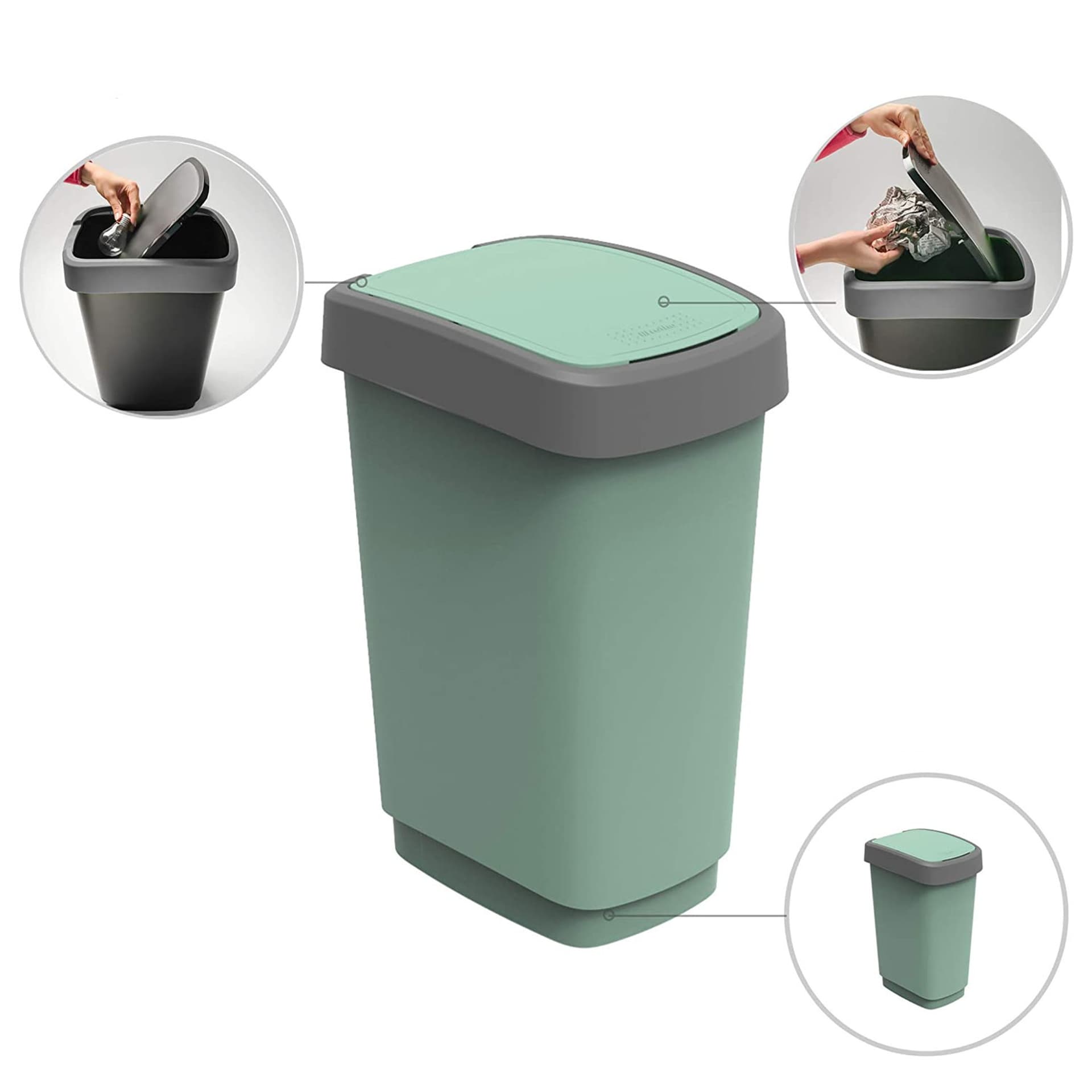 

Kosz na śmieci swing Rotho Twist ECO 25L zielony