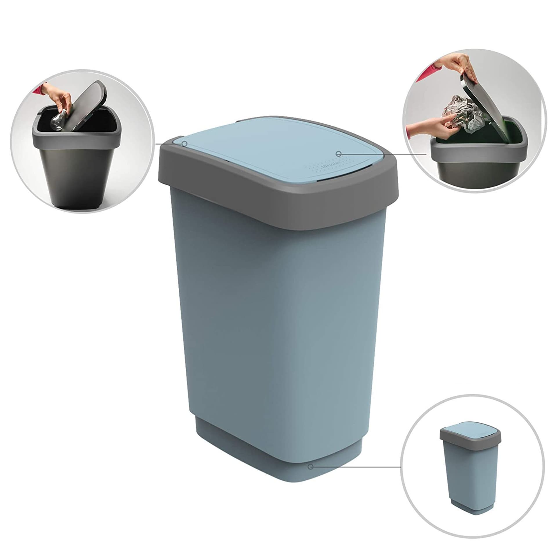 

Kosz na śmieci swing Rotho Twist ECO 25L niebieski