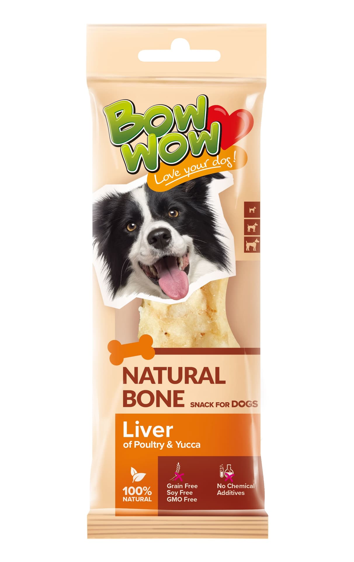 

BOW WOW Kości naturalne z wątróbką drobiową i juką 18szt [BW301RD]