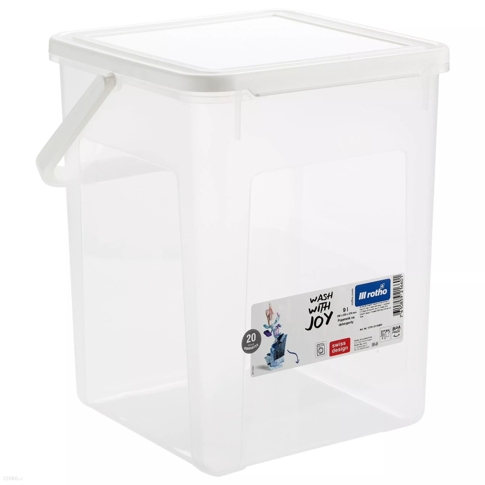 

Pojemnik na proszek tabletki 5kg 9L Rotho przezroczysty