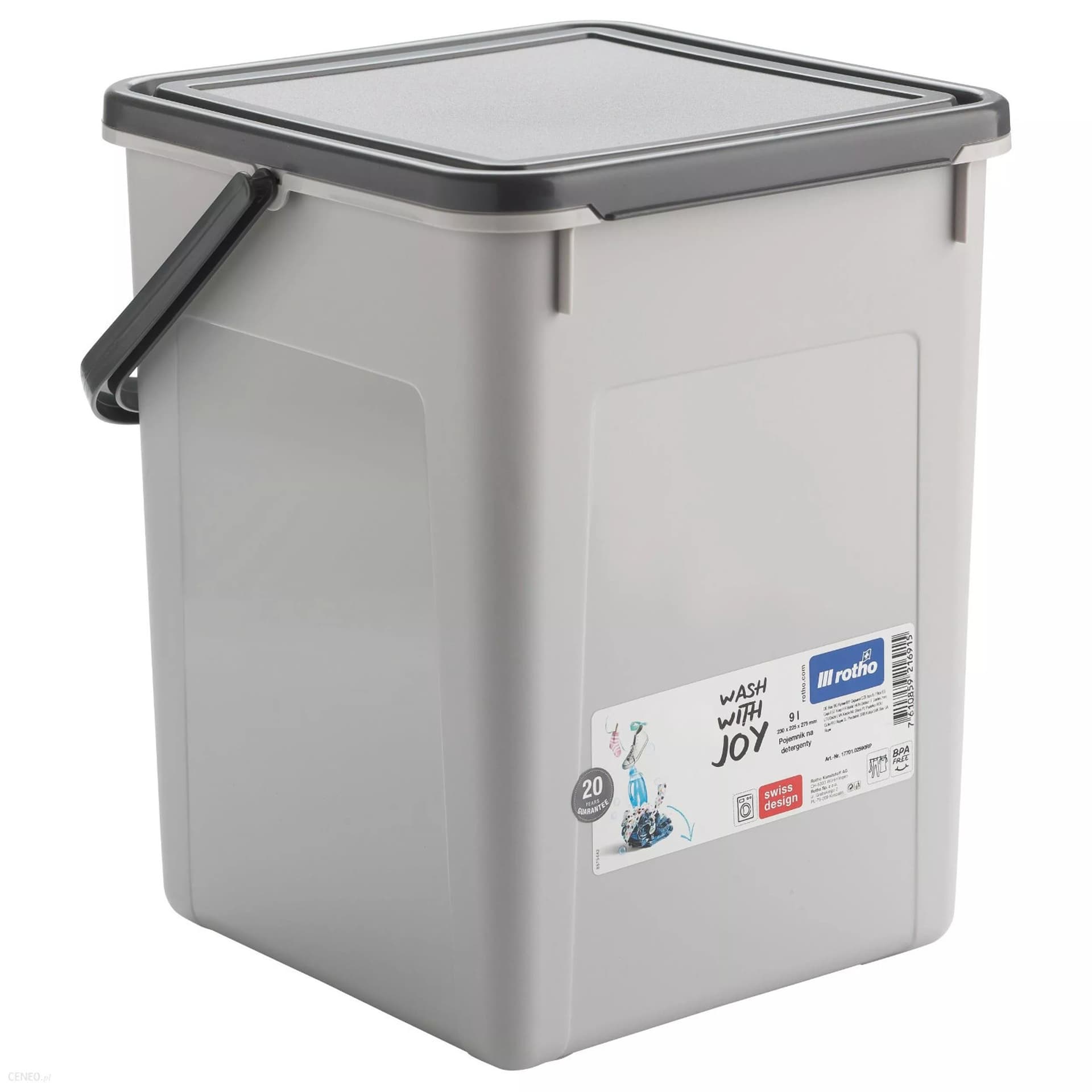 

Pojemnik na proszek tabletki 5kg 9L Rotho szary