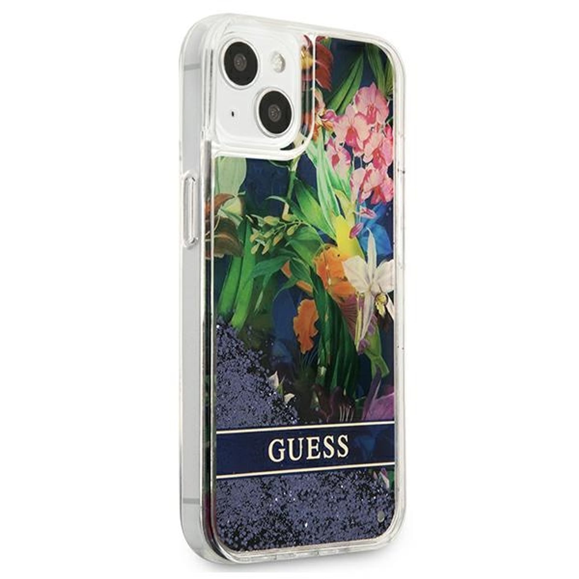 

Guess GUHCP13SLFLSB iPhone 13 mini 5,4" niebieski/blue hardcase Flower Liquid Glitter