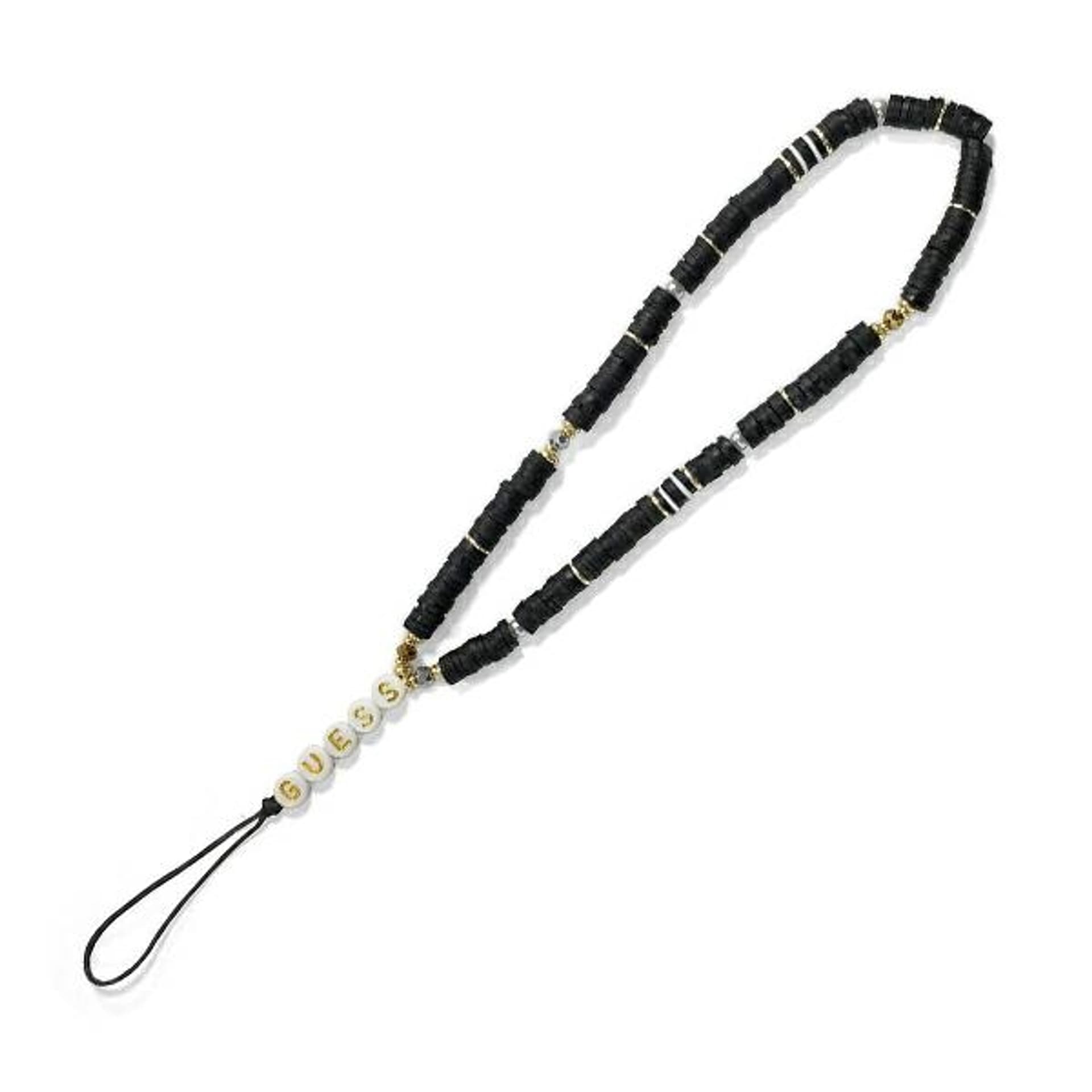 

Guess zawieszka GUSTPEARK Phone Strap czarny/black Heishi Beads