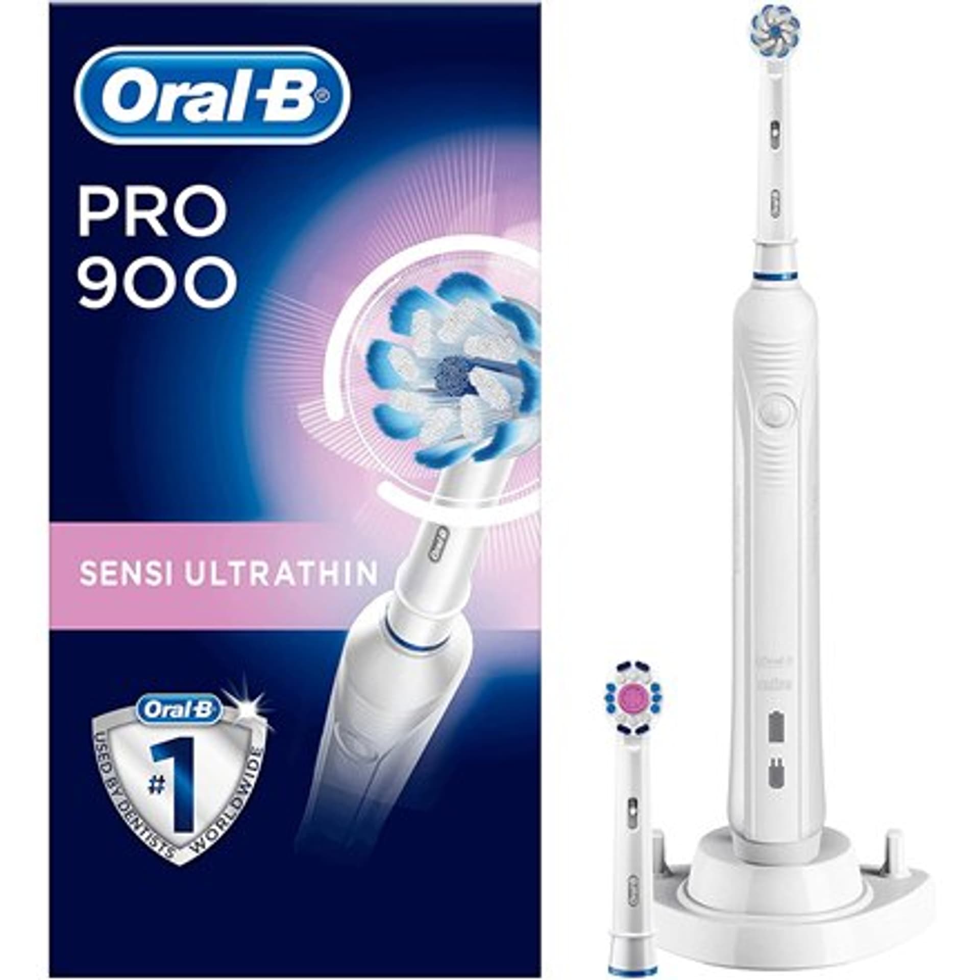 

Elektryczna szczoteczka do zębów Oral-B PRO 900 Sensi Ultracienki akumulator, Dla dorosłych, Technologia dźwiękowa, Biały