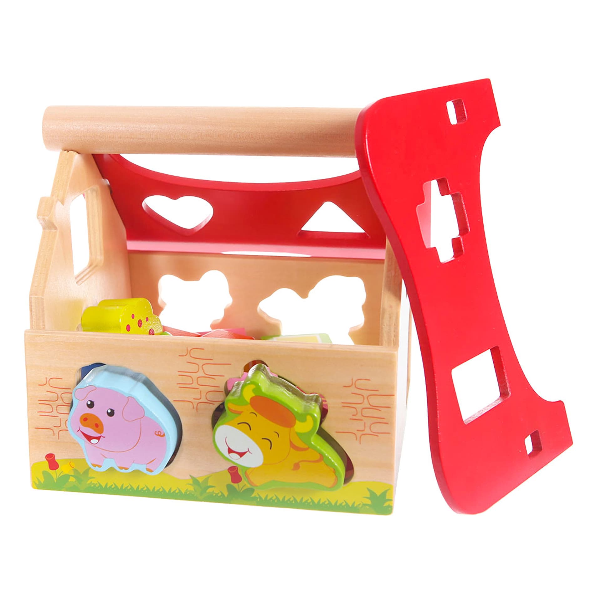 

Drewniany domek, farma sorter z klockami ECOTOYS