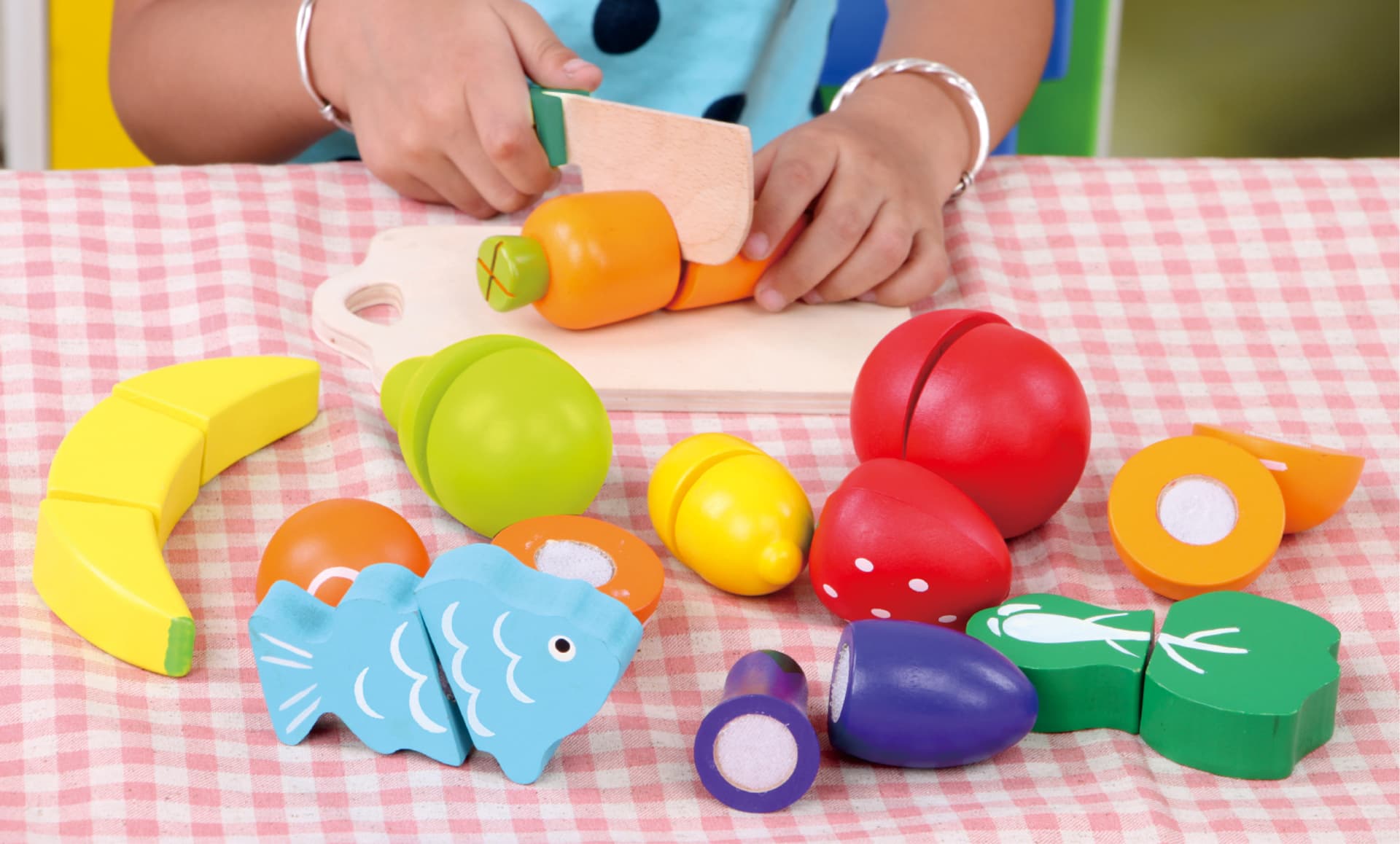 

Drewniane owoce warzywa jedzenie do krojenia 13szt Ecotoys