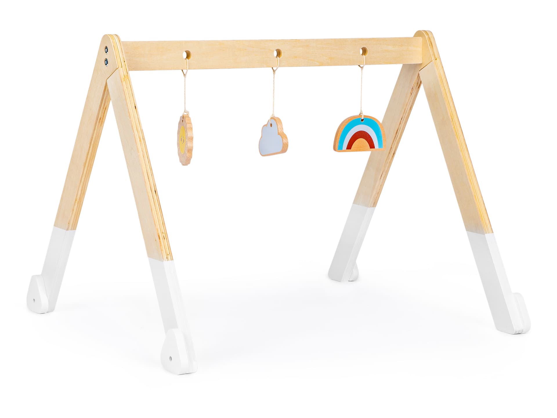 

Stojak gimnastyczny edukacyjny drewniany + zabawki ECOTOYS