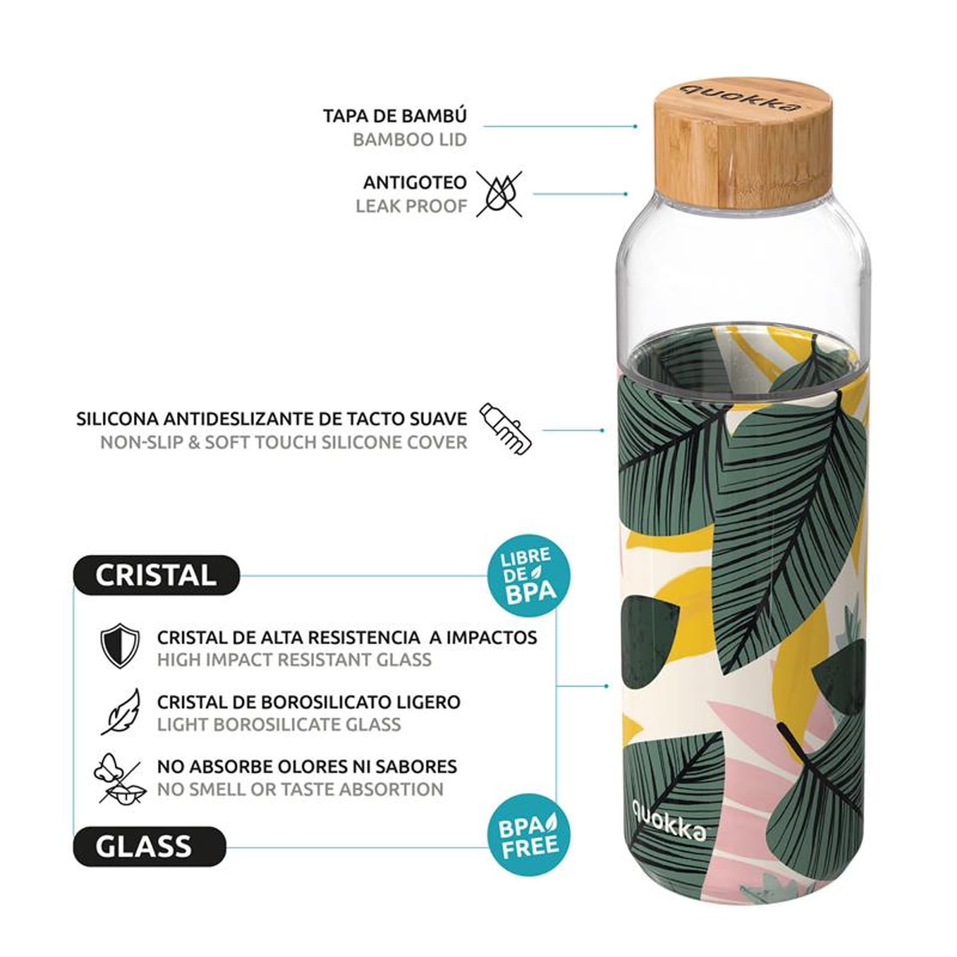 

Quokka Flow - Butelka na wodę ze szkła 660 ml (Autumn Leaves)