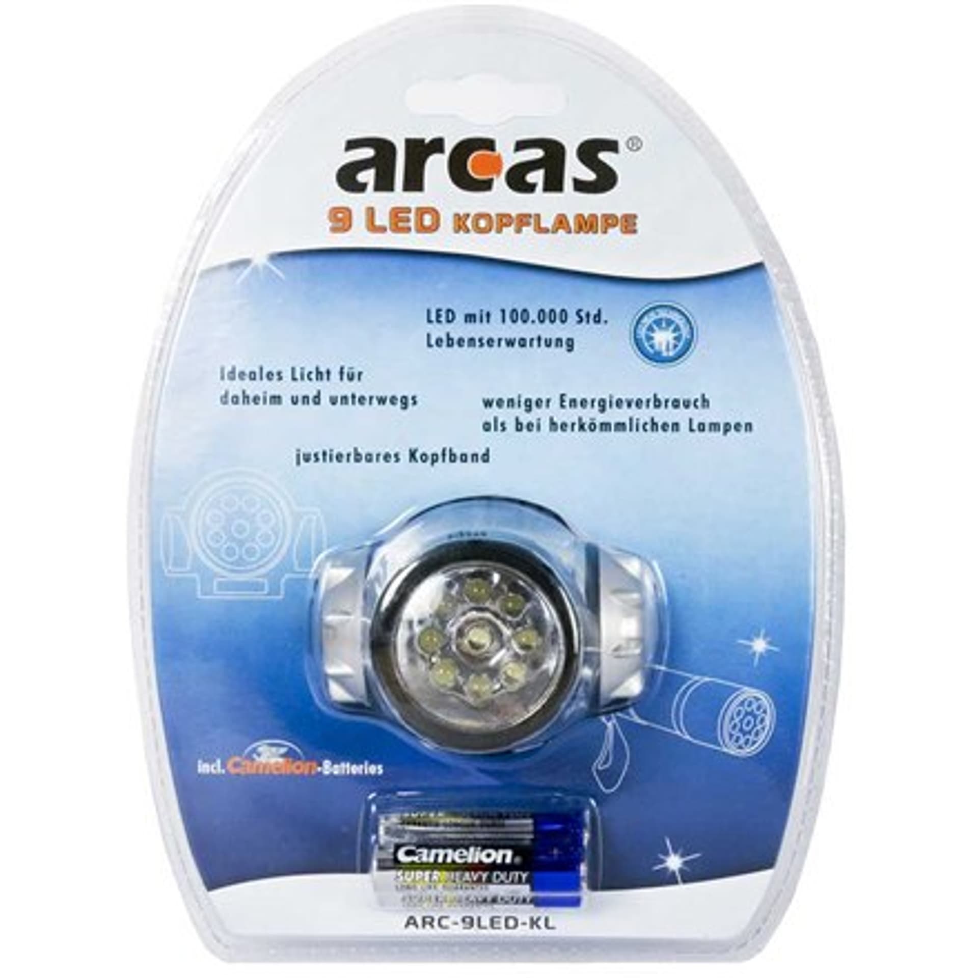 

Arcas Headlight ARC9 9 LED, 4 tryby oświetlenia
