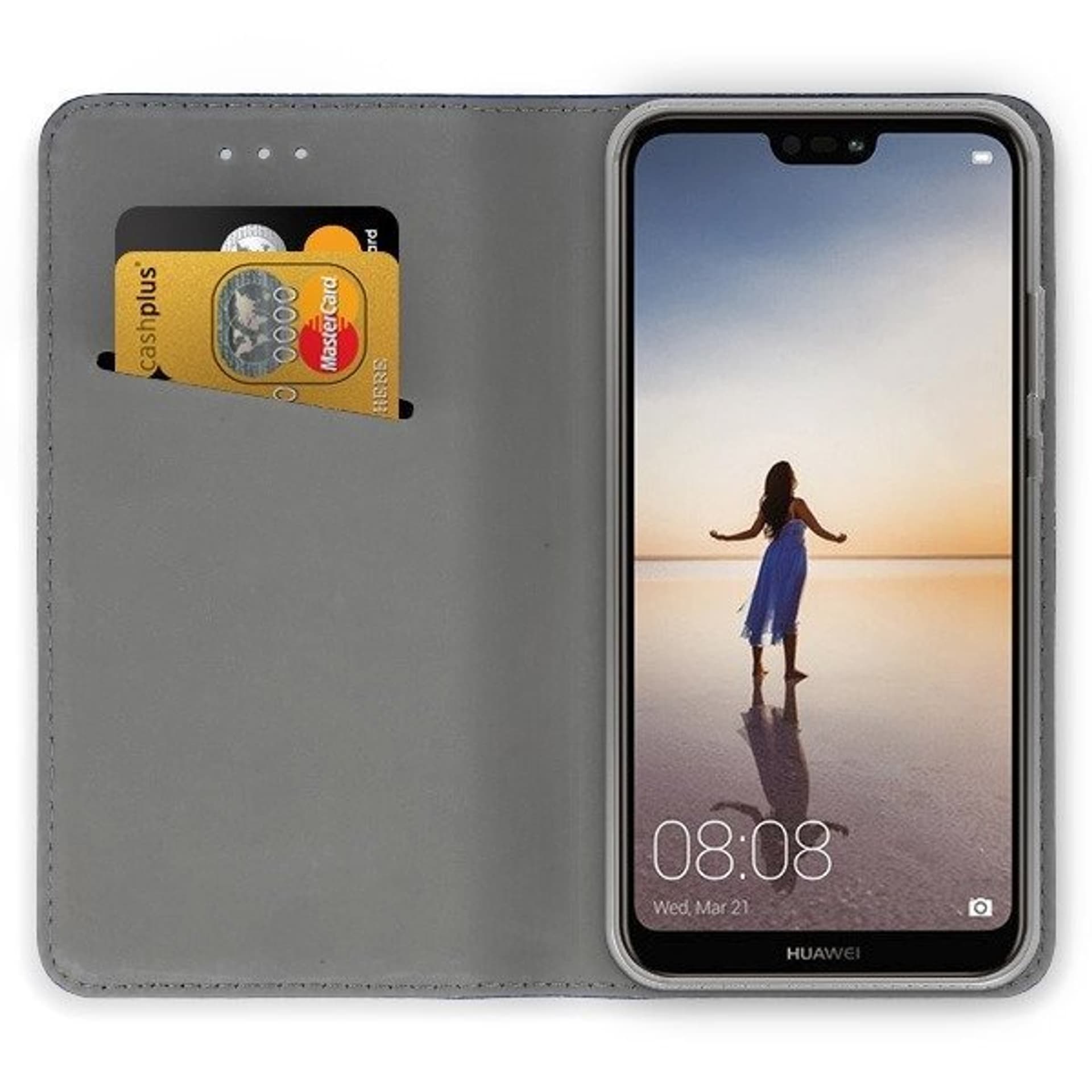 

Etui portfel flip magnet HUAWEI P20 LITE złoty