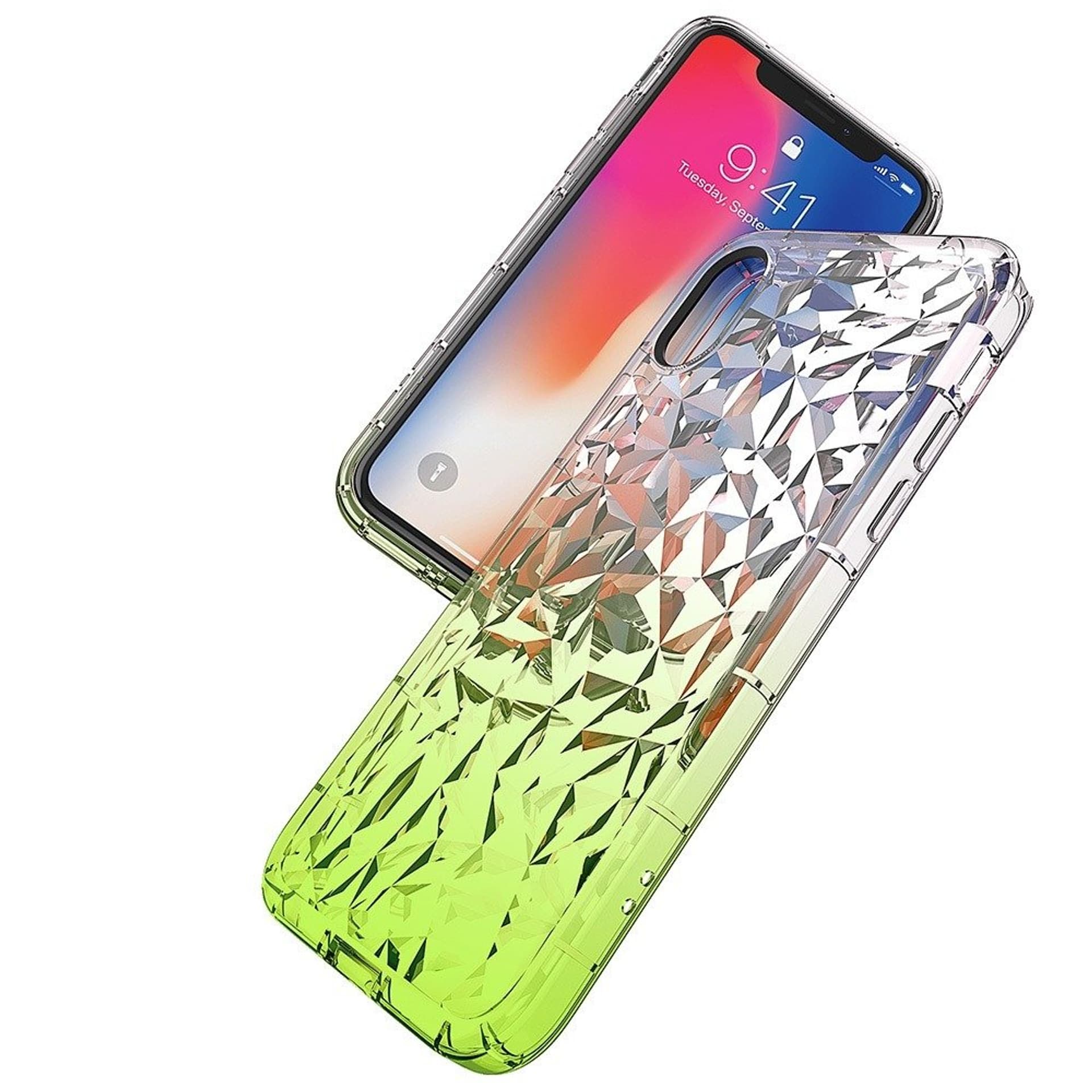 

Etui Diamond Ombre IPHONE X limonkowe