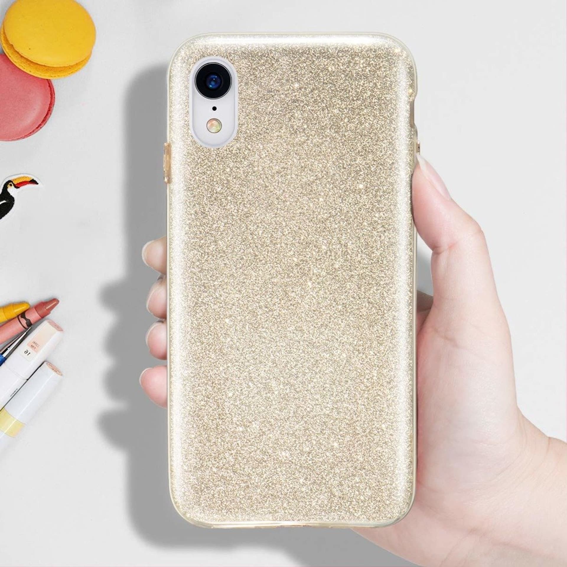 

Żelowe etui z brokatem, cienkie, pokrowiec Glitter SAMSUNG GALAXY A10 złoty