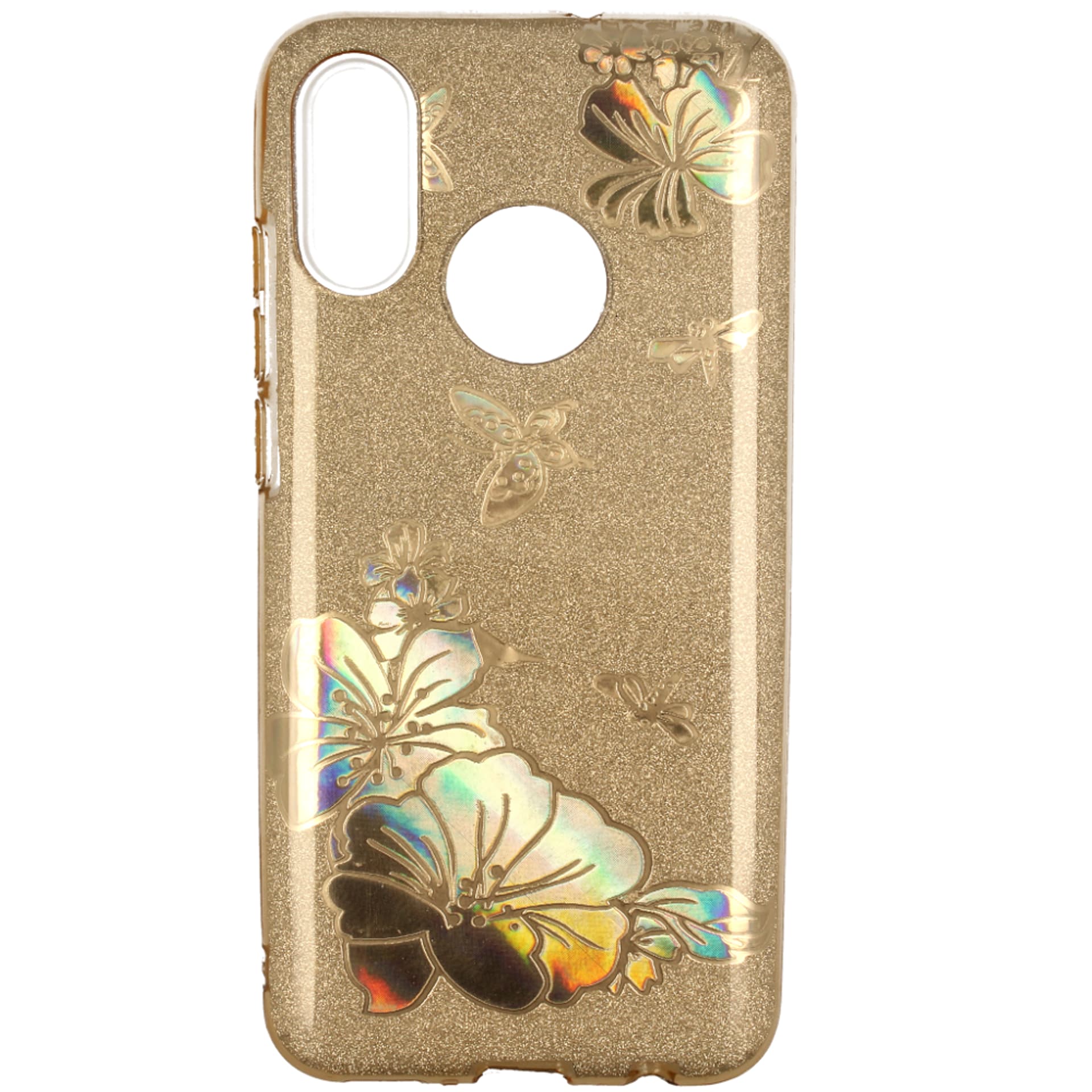 

Etui Brokat Glitter LG K10 2018 złoty kwiat