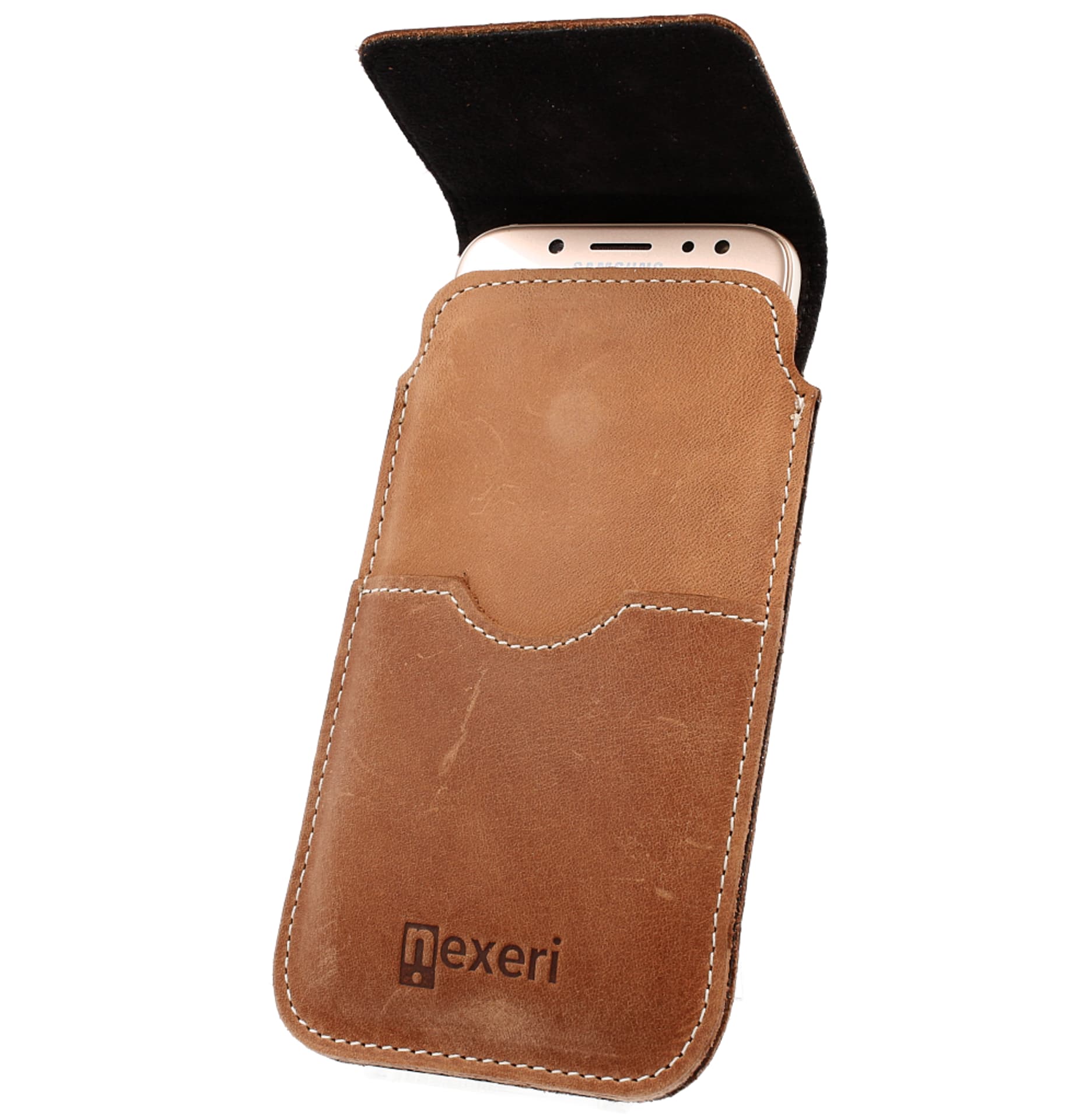 

Etui Kabura skórzana do paska pionowa otwierana portfel Nexeri Flap Leather IPHONE X/XS/SAMSUNG GALAXY S6/S20 brązowe