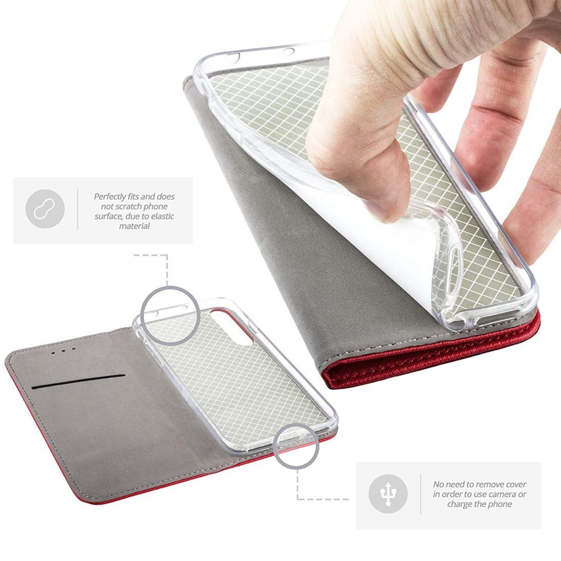 

Etui SAMSUNG GALAXY A13 4G/LTE Portfel z Klapką Flip Magnet czerwony