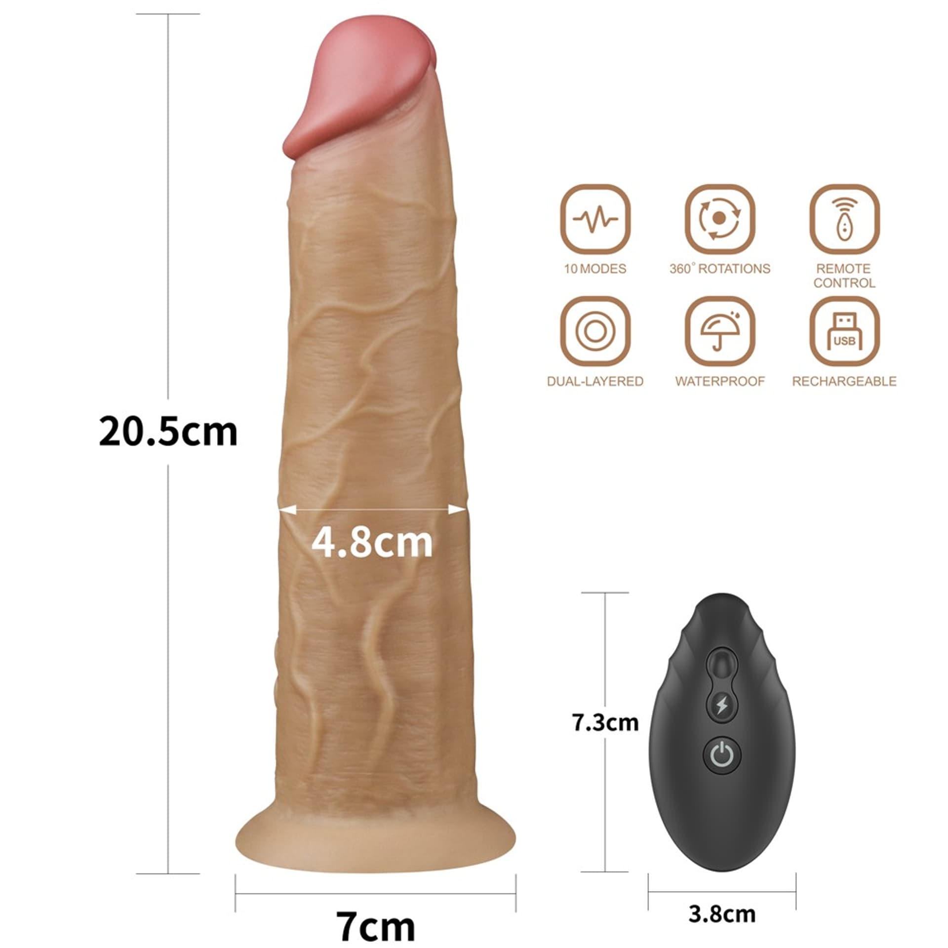 

WIBRATOR 8.0'' DUAL LAYERED PLATINUM SILICONE ROTATOR