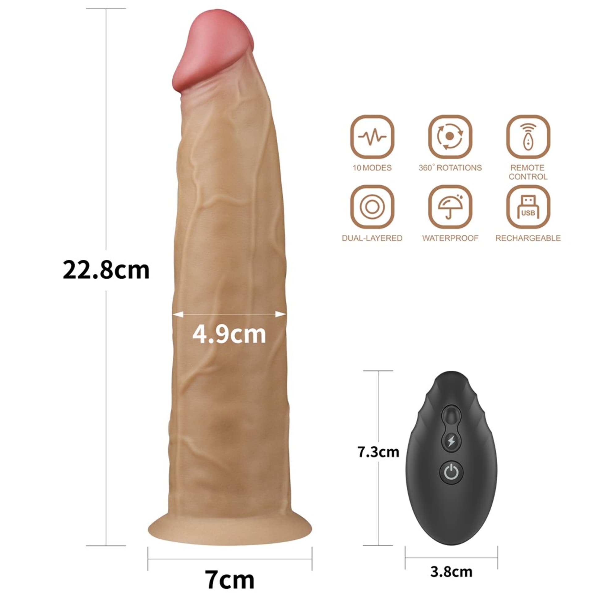 

WIBRATOR 9.0'' DUAL LAYERED PLATINUM SILICONE ROTATOR