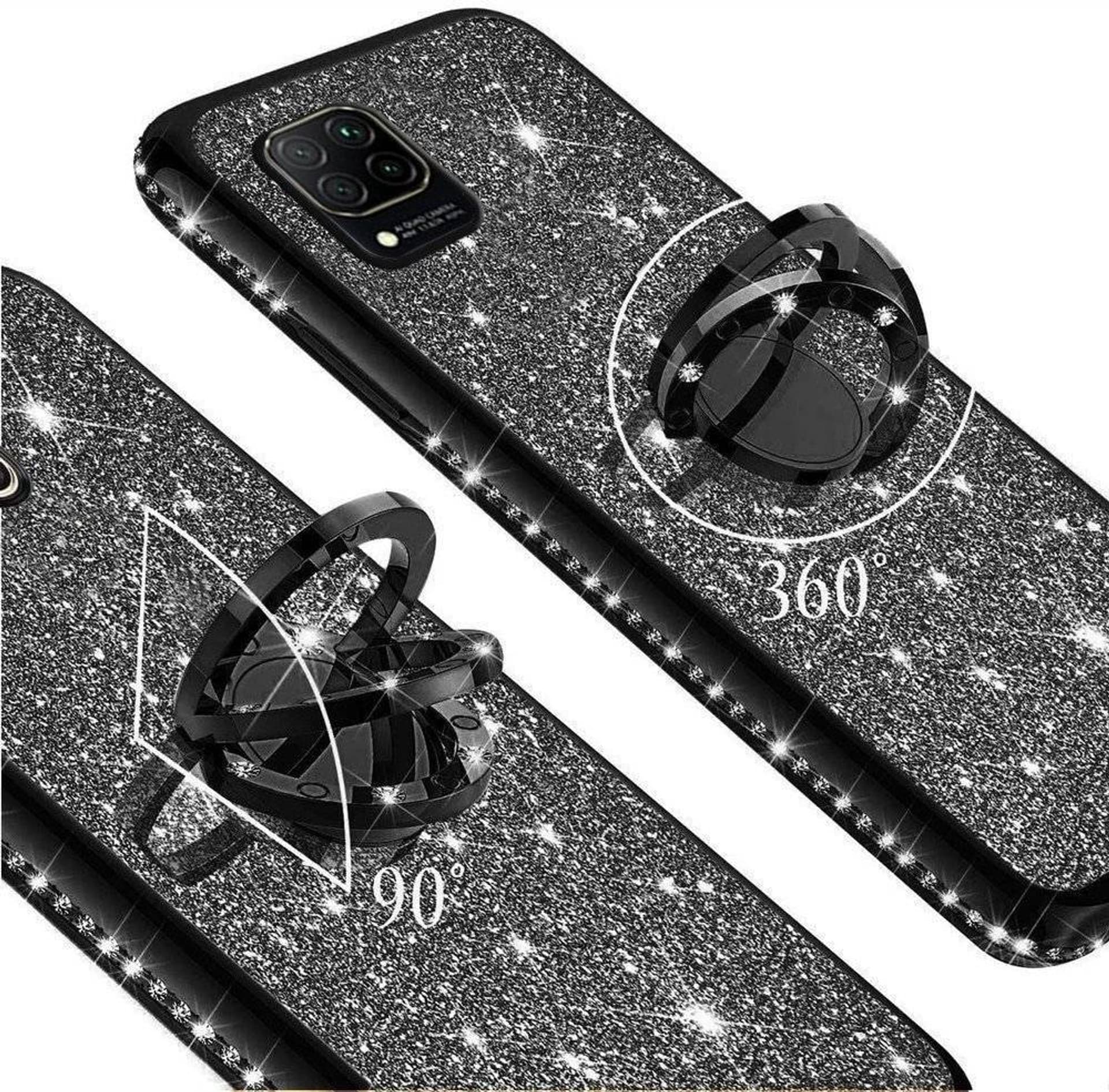 

Etui HUAWEI Y5P Diamond Ring Brokat czarny