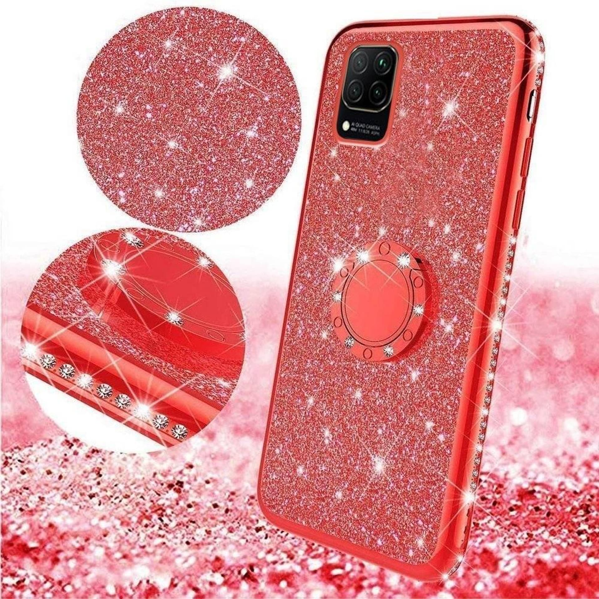 

Etui HUAWEI Y5P Diamond Ring Brokat czerwony